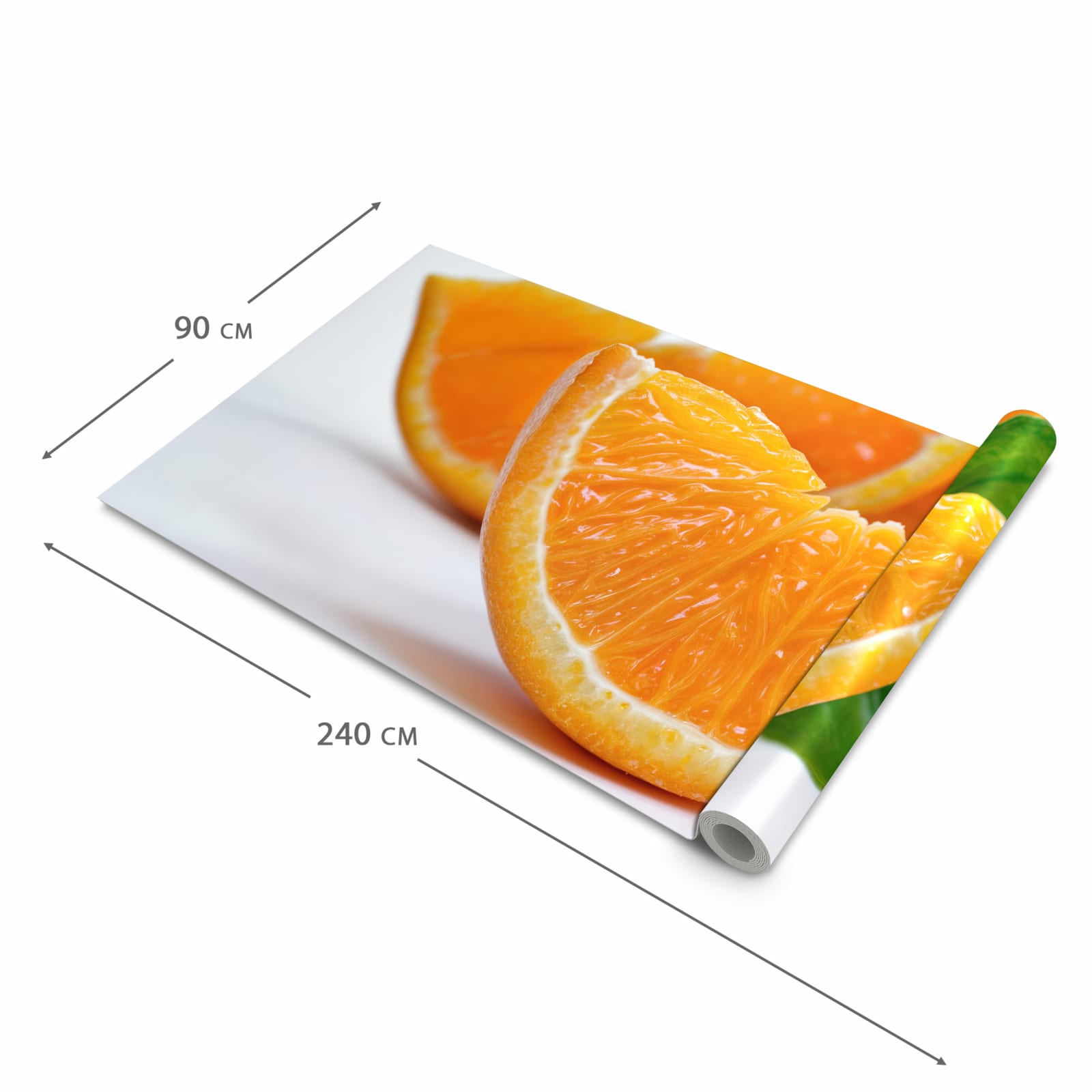 Pflegeleichter waschbarer Küchenläufer mit Motiv Orangenscheiben in der Größe 60x240 cm