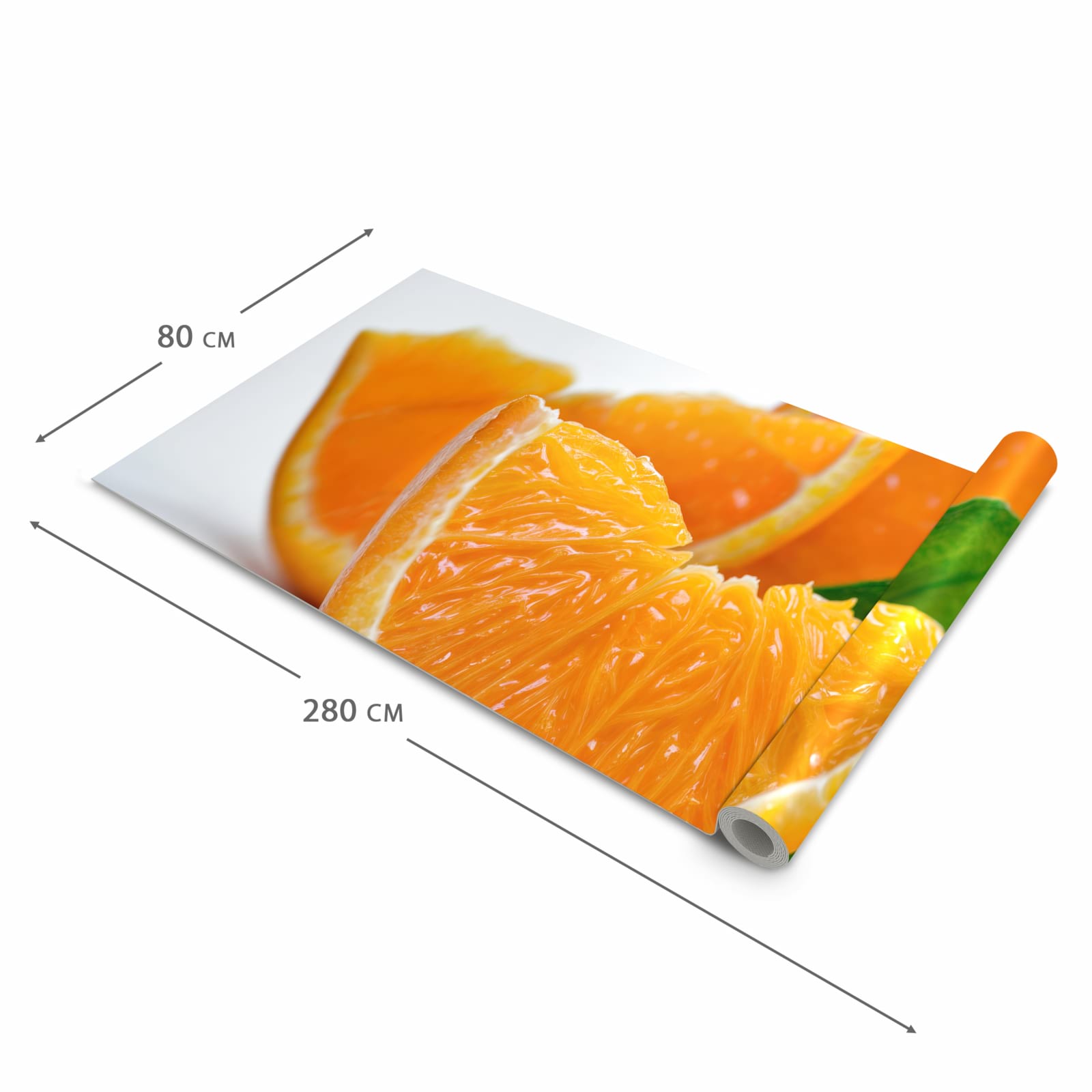 Geruchsneutraler waschbarer Küchenteppich mit Motiv Orangenscheiben in der Grösse 60x240 cm