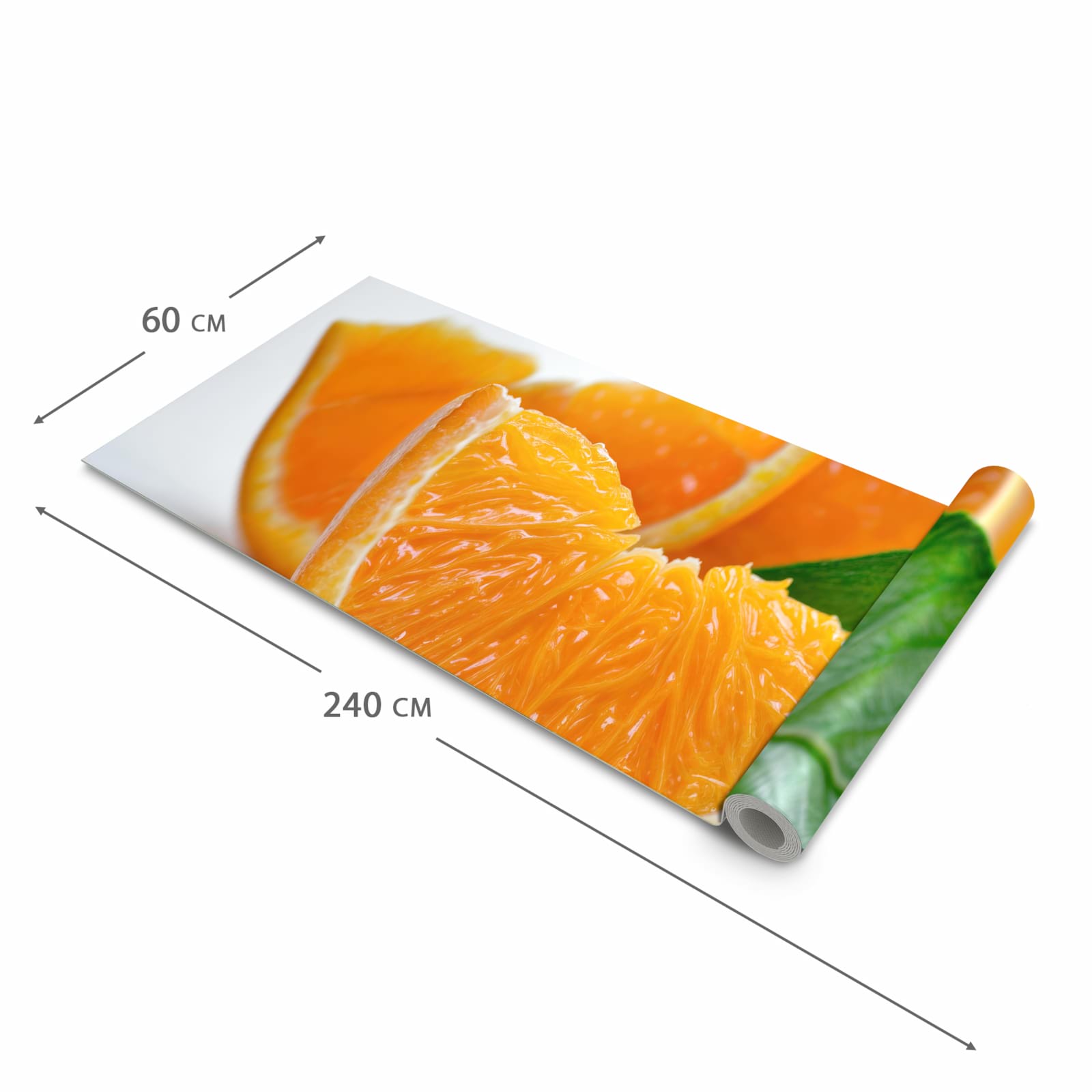 Abriebfester rutschfester Küchenteppich mit Motiv Orangenscheiben in der Grösse 60x240 cm