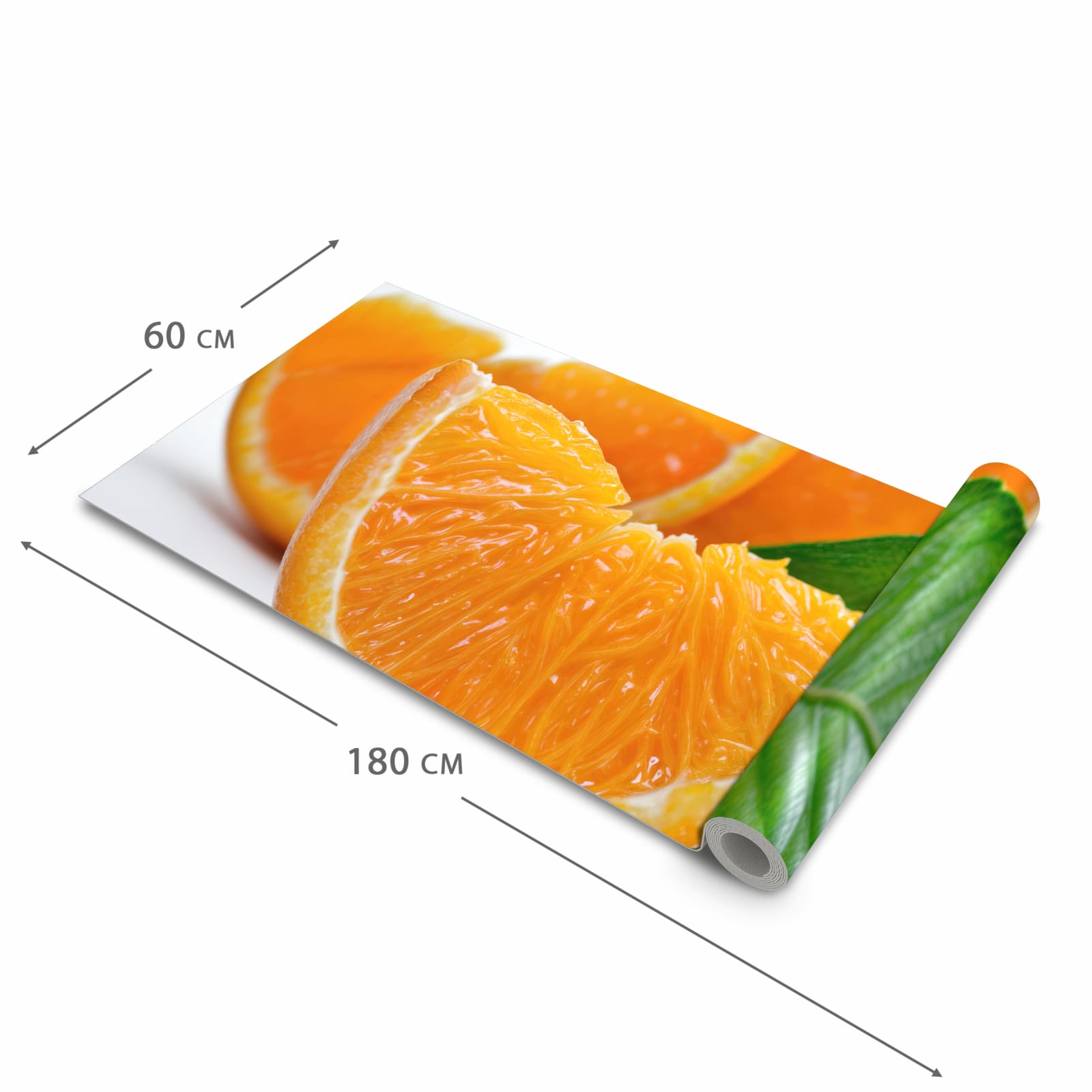 Geräuschdämpfender Küchenteppich mit Motiv Orangenscheiben in der Größe 60x240 cm