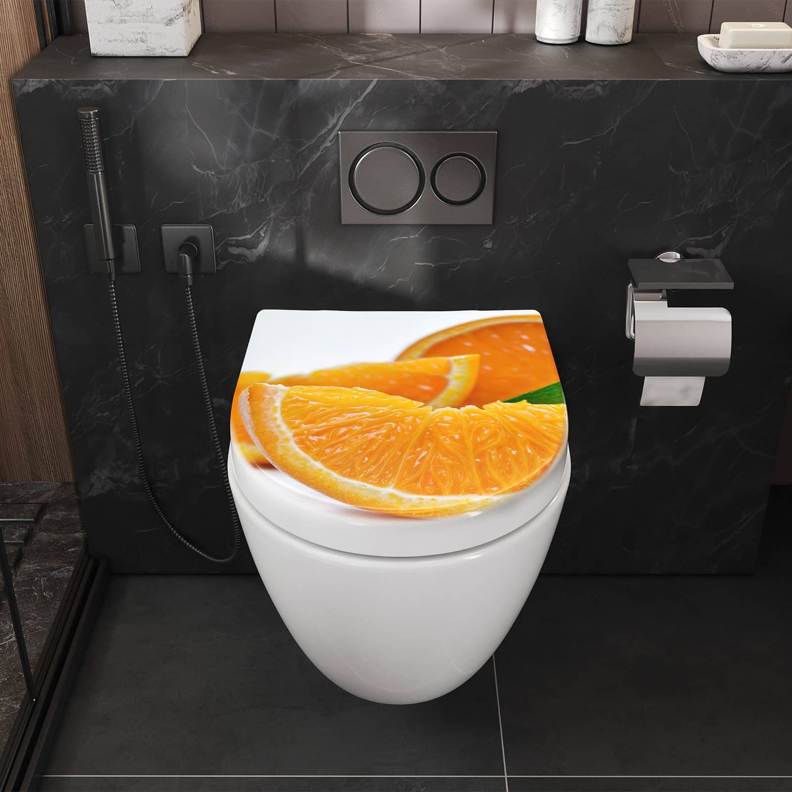 WC-Sitz mit Absenkautomatik Orangenscheiben
