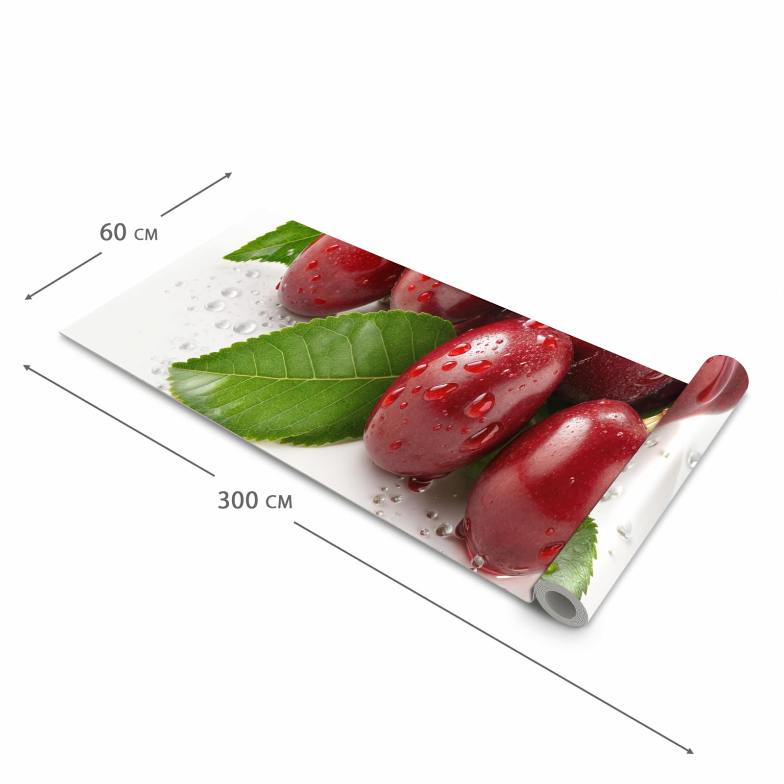 Langlebiger dünner Küchenteppich mit Motiv Kirschen von Frische in der Grösse 60x240 cm