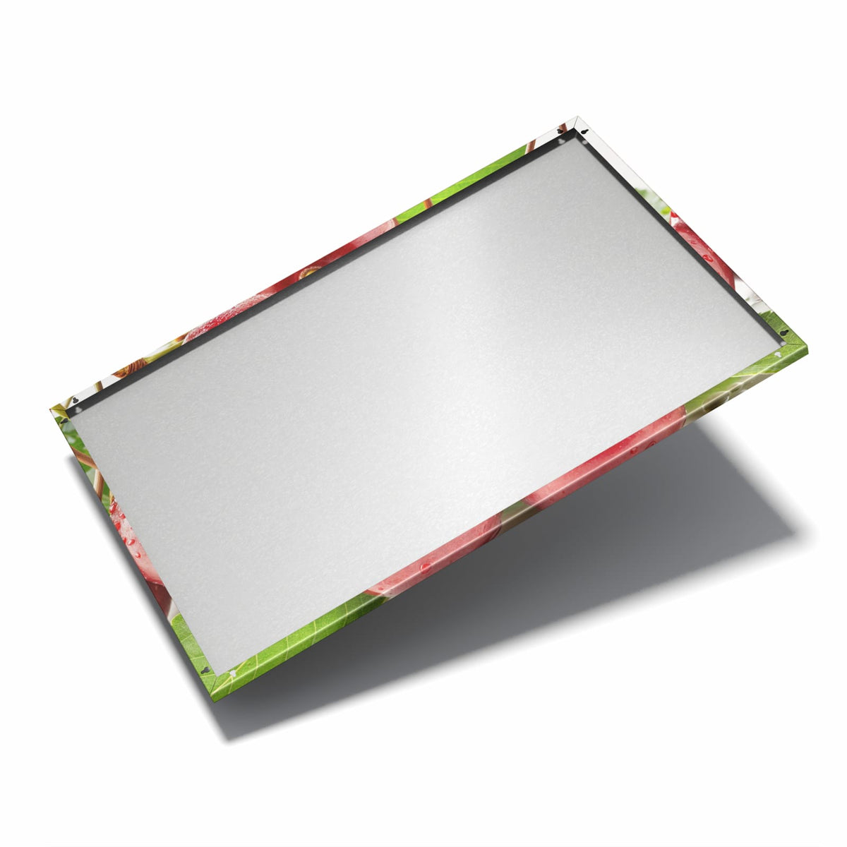 Nur 7 mm – liegt eng an der Wand – Metall Magnettafel - Kirschen mit Tautropfen