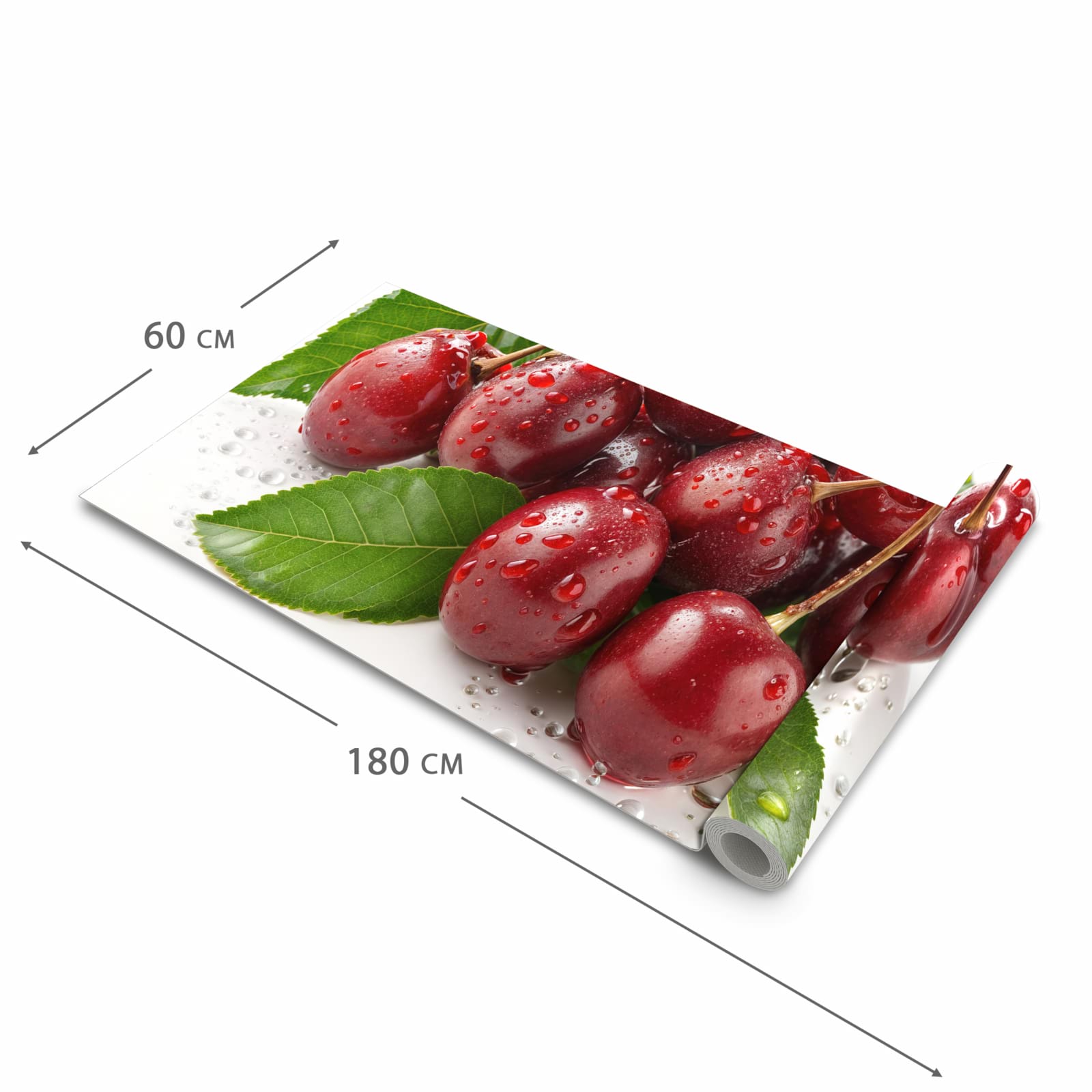 Hygienischer Küchenläufer mit Motiv Kirschen von Frische in der Größe 60x240 cm für den Flur