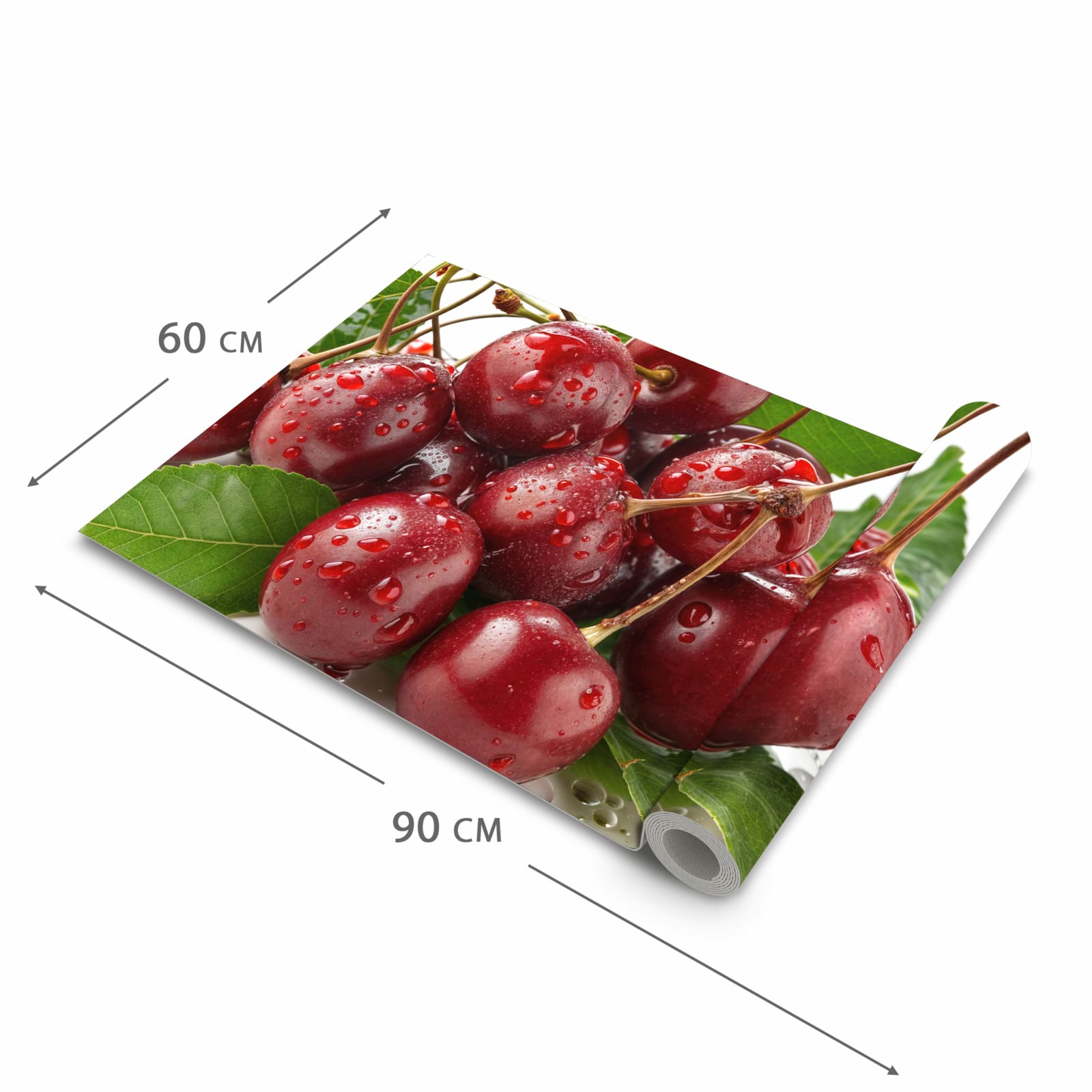 Rutschfester dünner Teppich mit Motiv Kirschen von Frische in der Grösse 60x240 cm