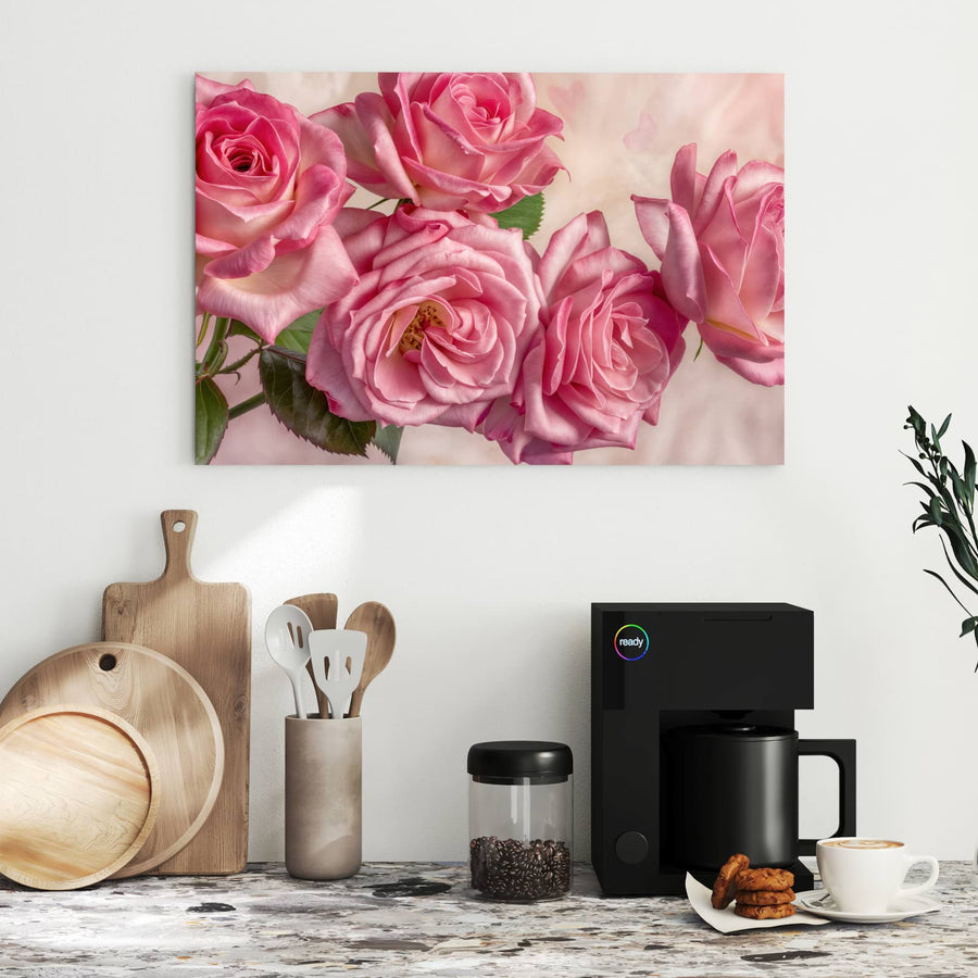 Maße Metall Magnettafel - Rosa Rosenblüten