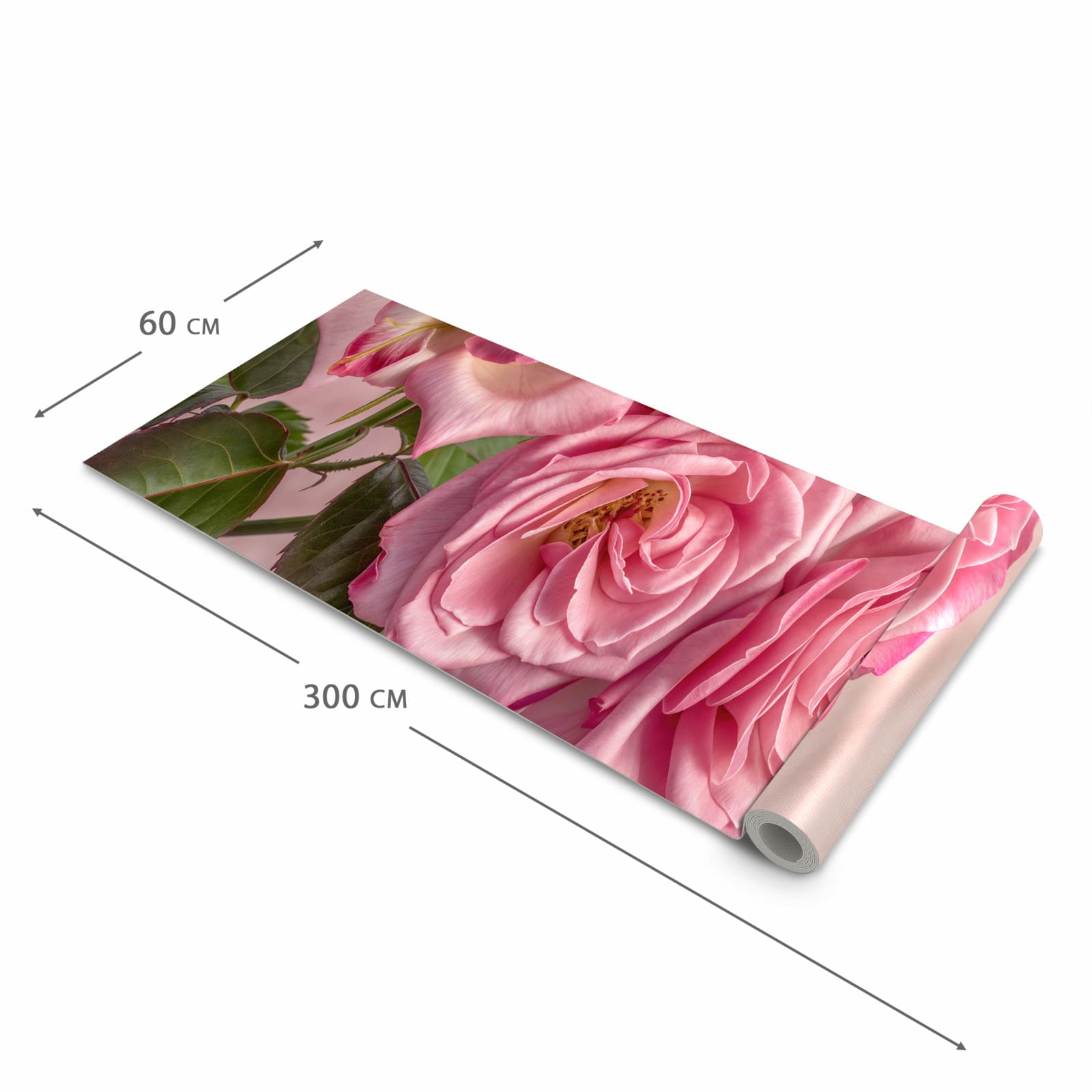 Fleckenresistenter Küchenläufer mit Motiv Rosenblütenpracht in der Grösse 60x180 cm