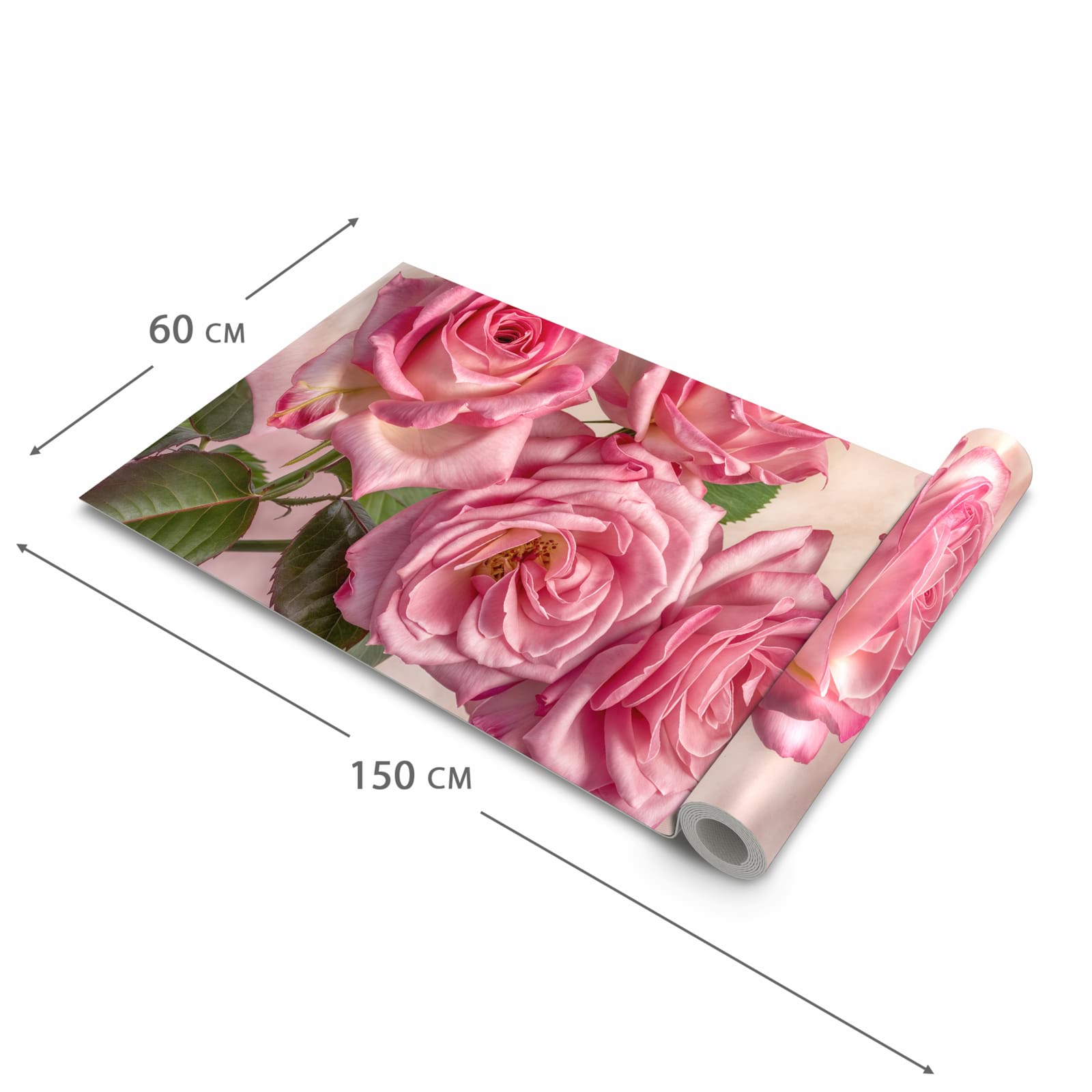 Abriebfester Küchenteppich mit Motiv Rosenblütenpracht in der Grösse 60x180 cm