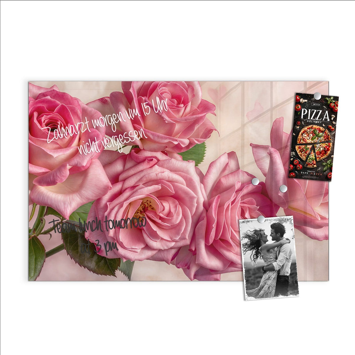 Beschreiben, abwischen, anheften – Magnettafel - Rosa Rosenblüten
