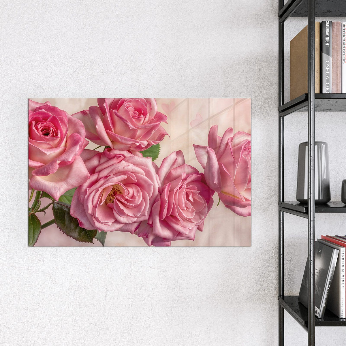 9 Größen – von 30 × 30 bis 120 × 90 cm – Magnettafel - Rosa Rosenblüten
