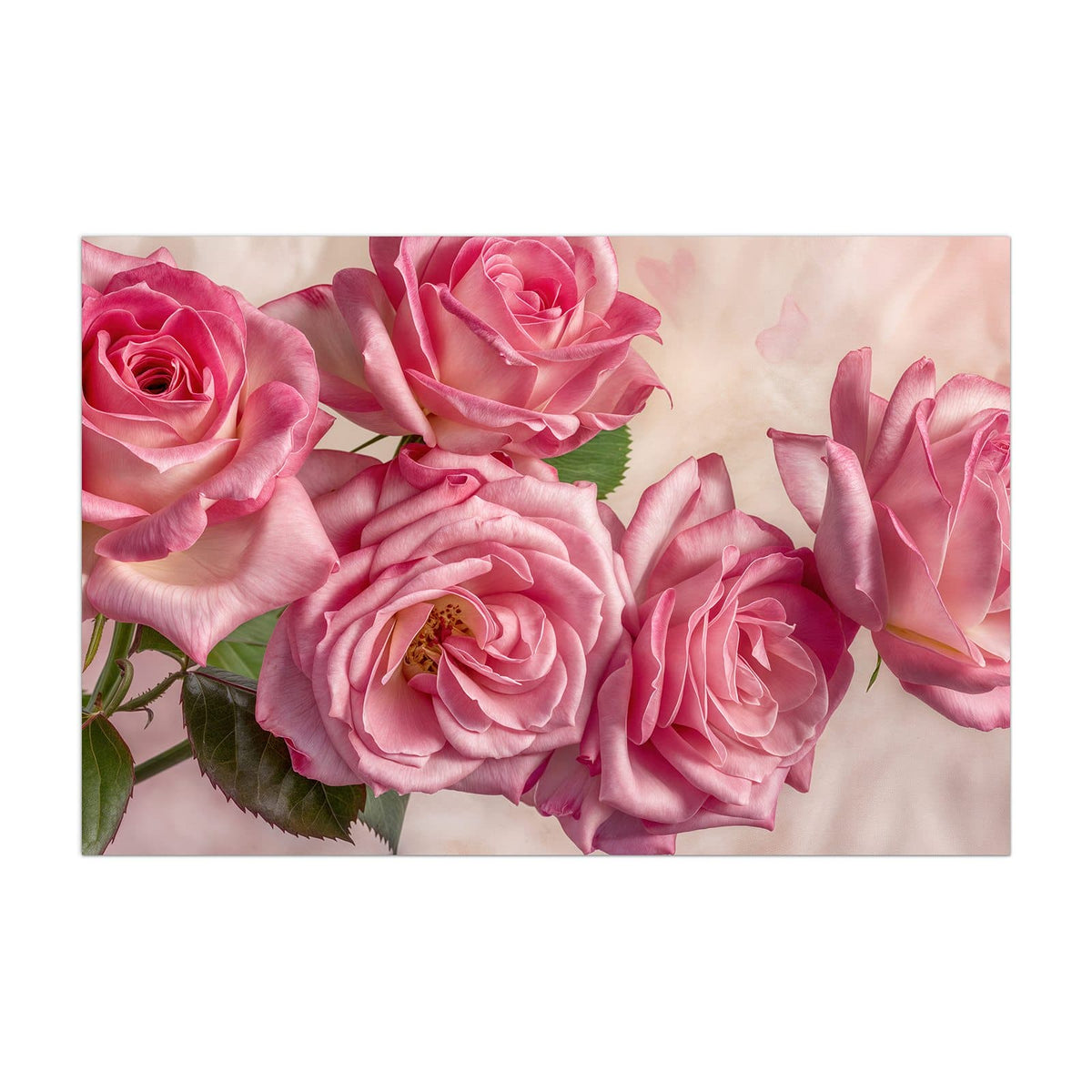 Küchenrückwand aus Glas Rosa Rosenblüten im Hochformat, Motiv bildfüllend von vorn