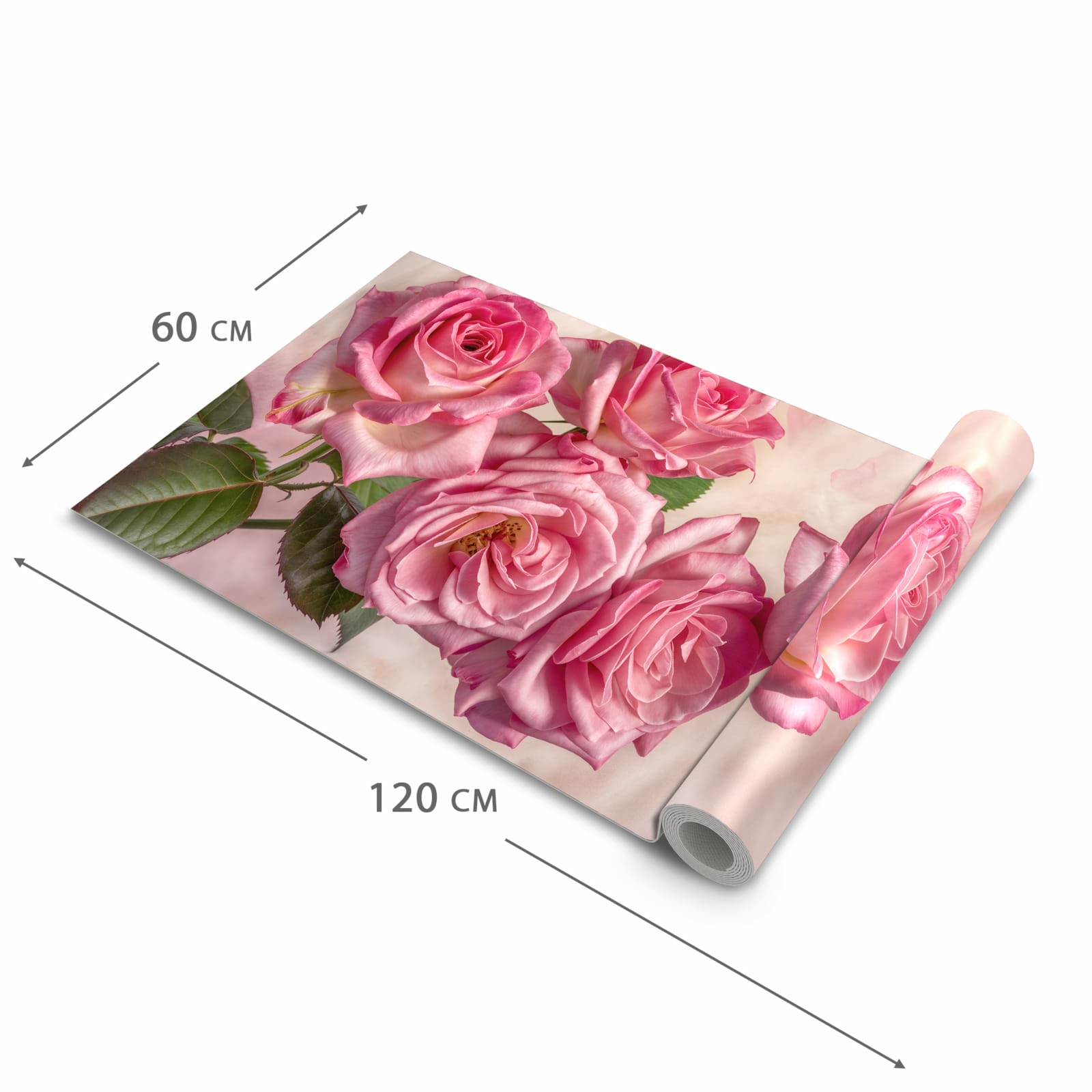 Geräuschdämpfender Teppich für die Küche mit Motiv Rosenblütenpracht in der Größe 60x180 cm