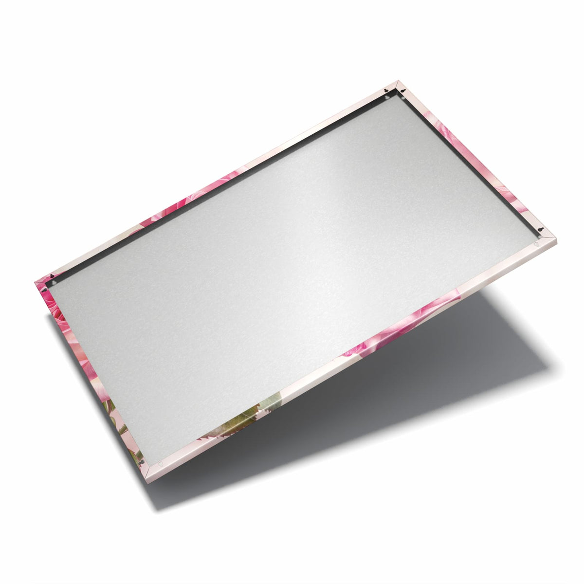 Nur 7 mm – liegt eng an der Wand – Metall Magnettafel - Rosa Rosenblüten