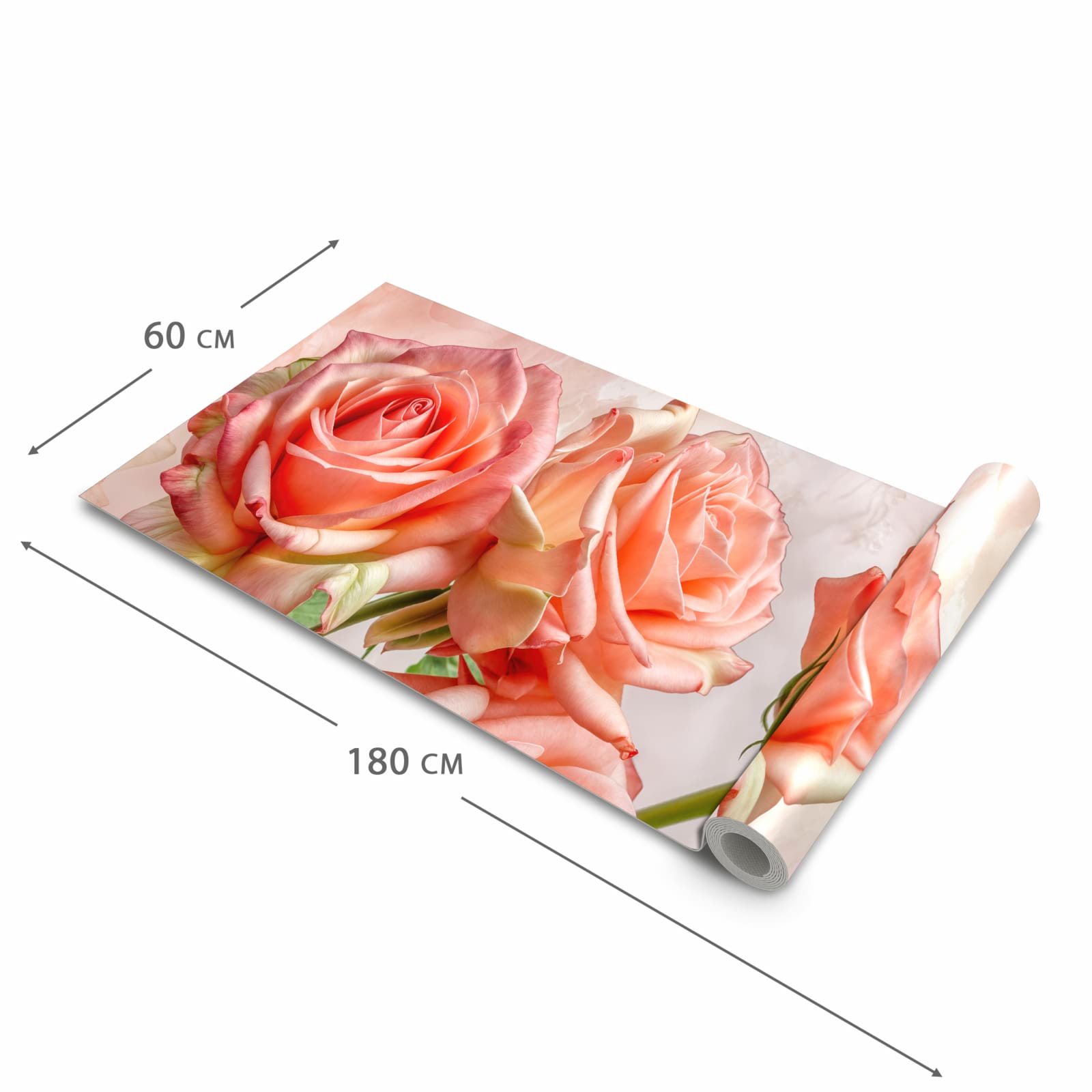 Waschbarer rutschfester Küchenläufer mit Motiv Rosen Bouquet in der Größe 60x180 cm