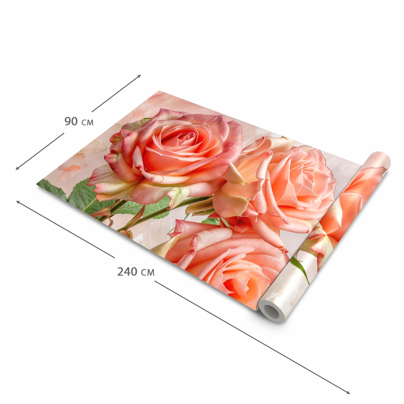 Zeitsparender Küchenteppich mit Motiv Rosen Bouquet in der Grösse 60x180 cm