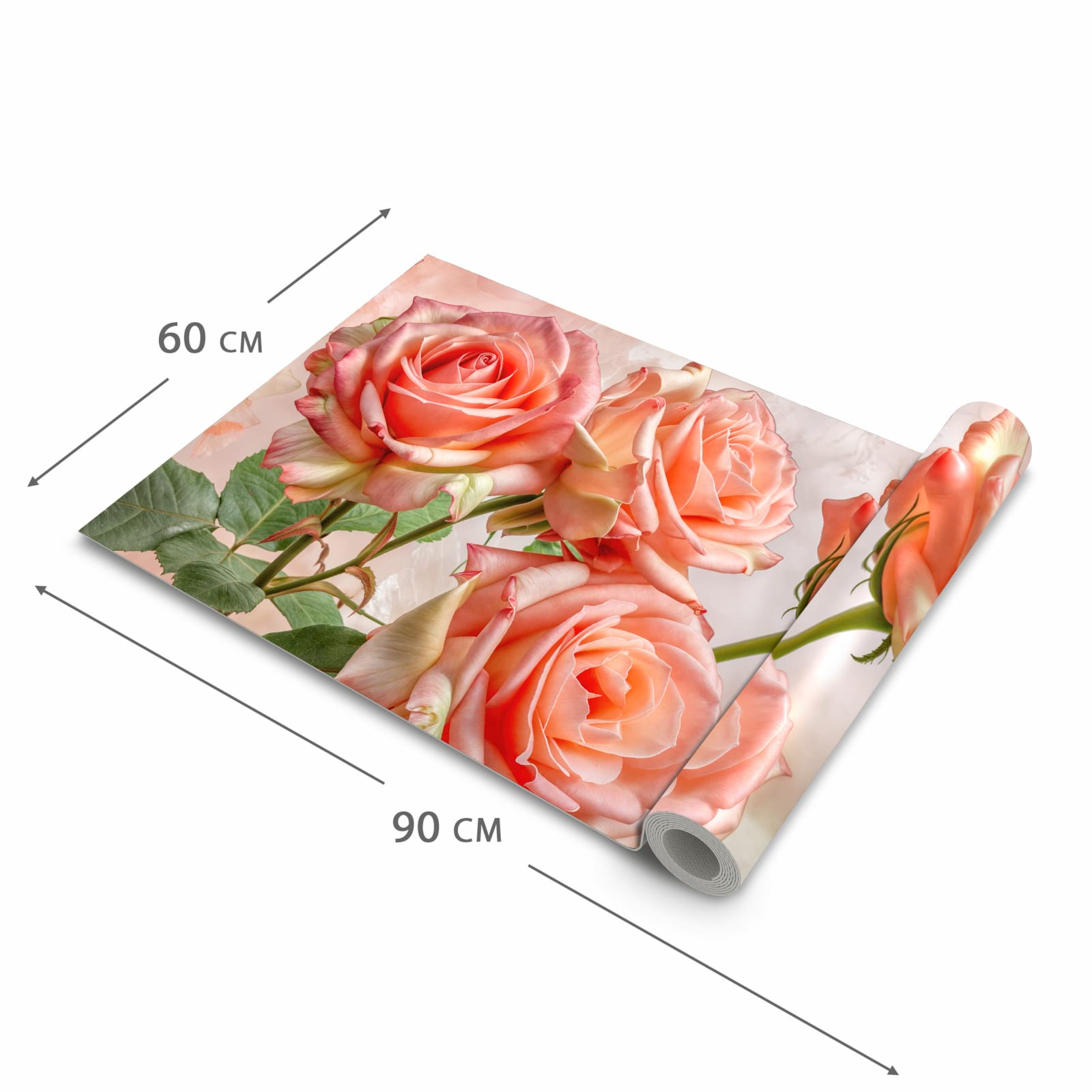 Bodenschonender moderner Küchenläufer mit Motiv Rosen Bouquet in der Grösse 60x180 cm
