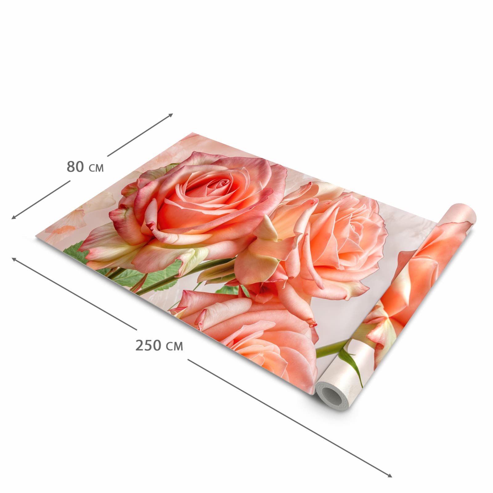 Bodenschonender abwaschbarer Küchenteppich mit Motiv Rosen Bouquet in der Grösse 60x180 cm