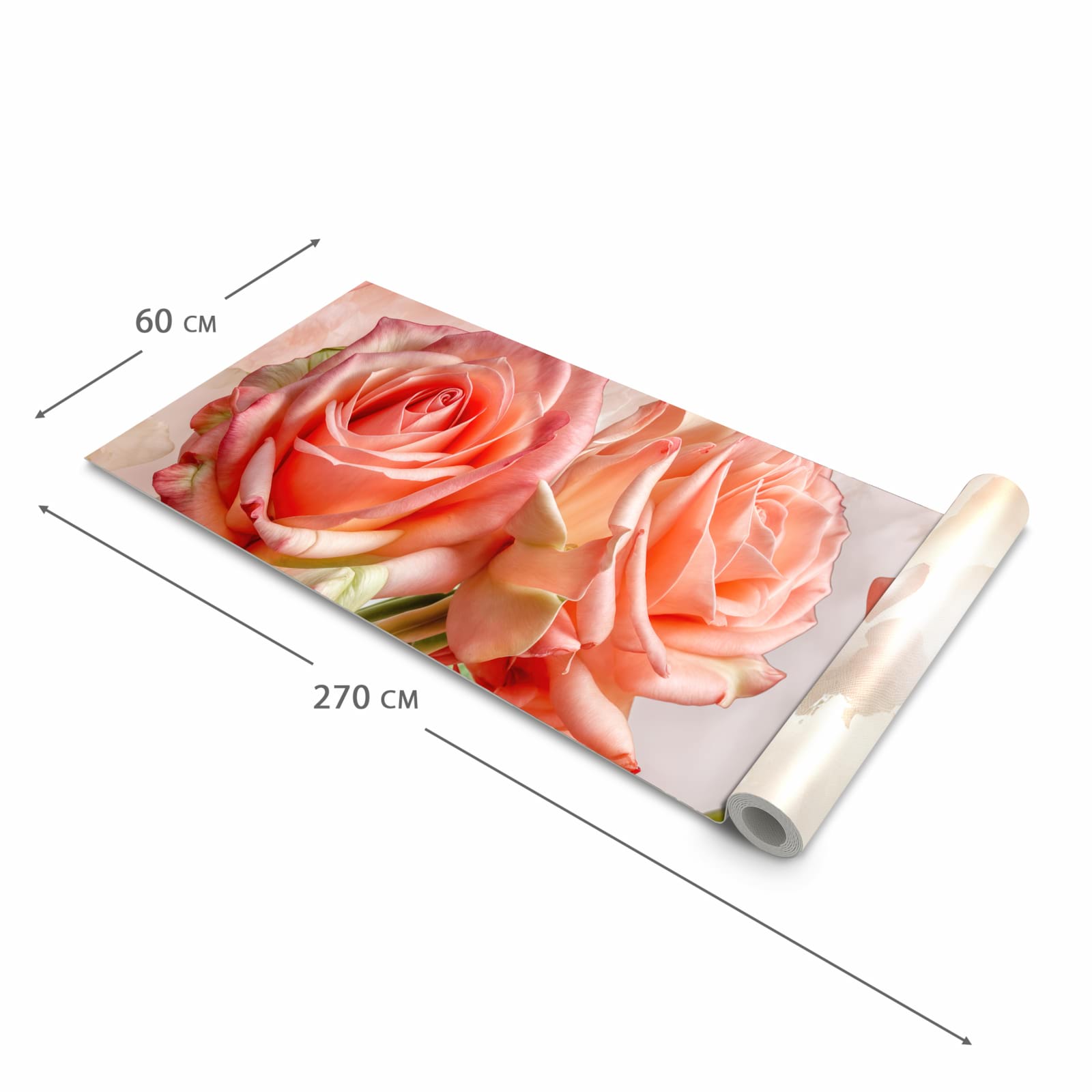 Rutschfester Küchenläufer nach Maß mit Motiv Rosen Bouquet in der Größe 60x180 cm