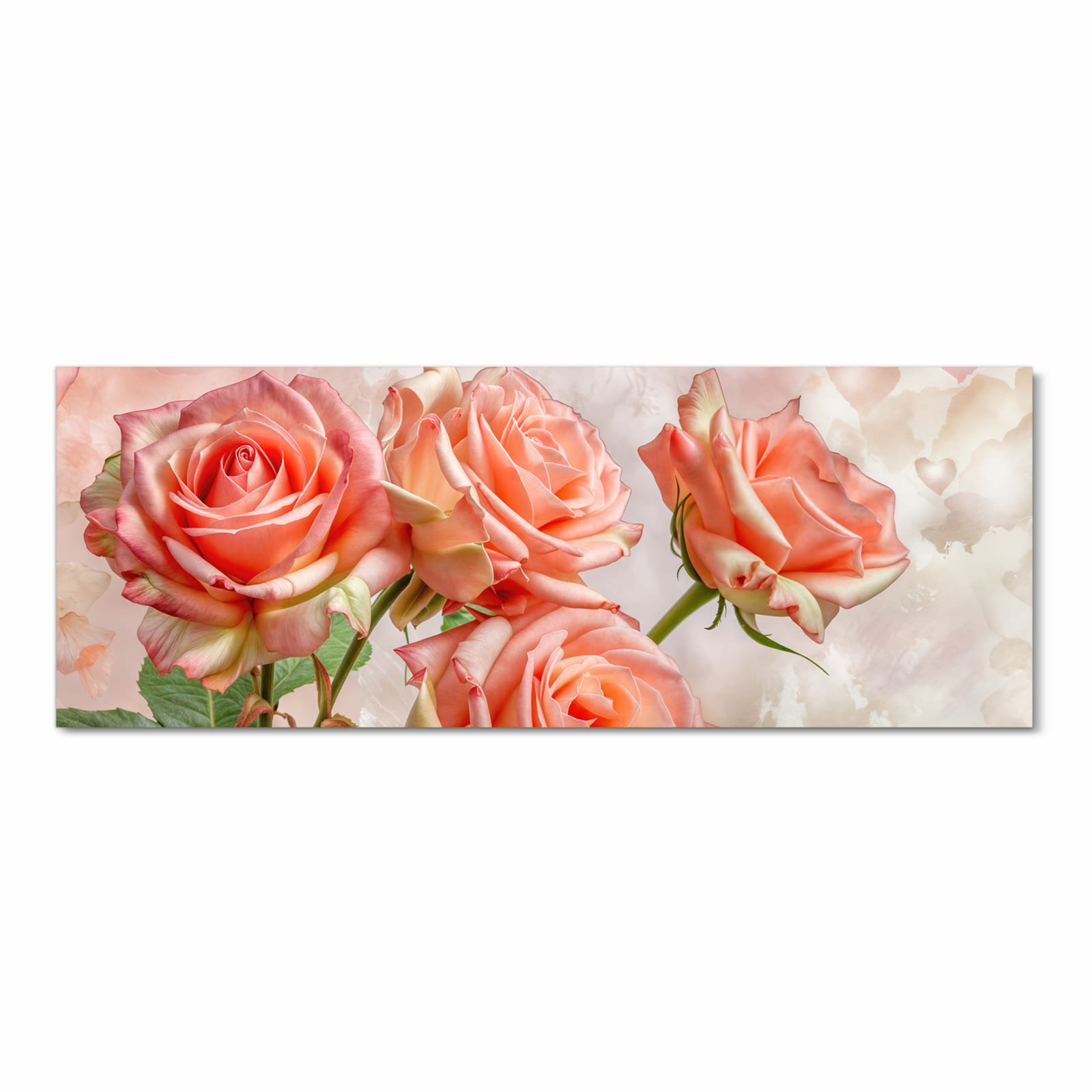 Strapazierfähiger dünner Küchenteppich mit Motiv Rosen Bouquet in Frontansicht