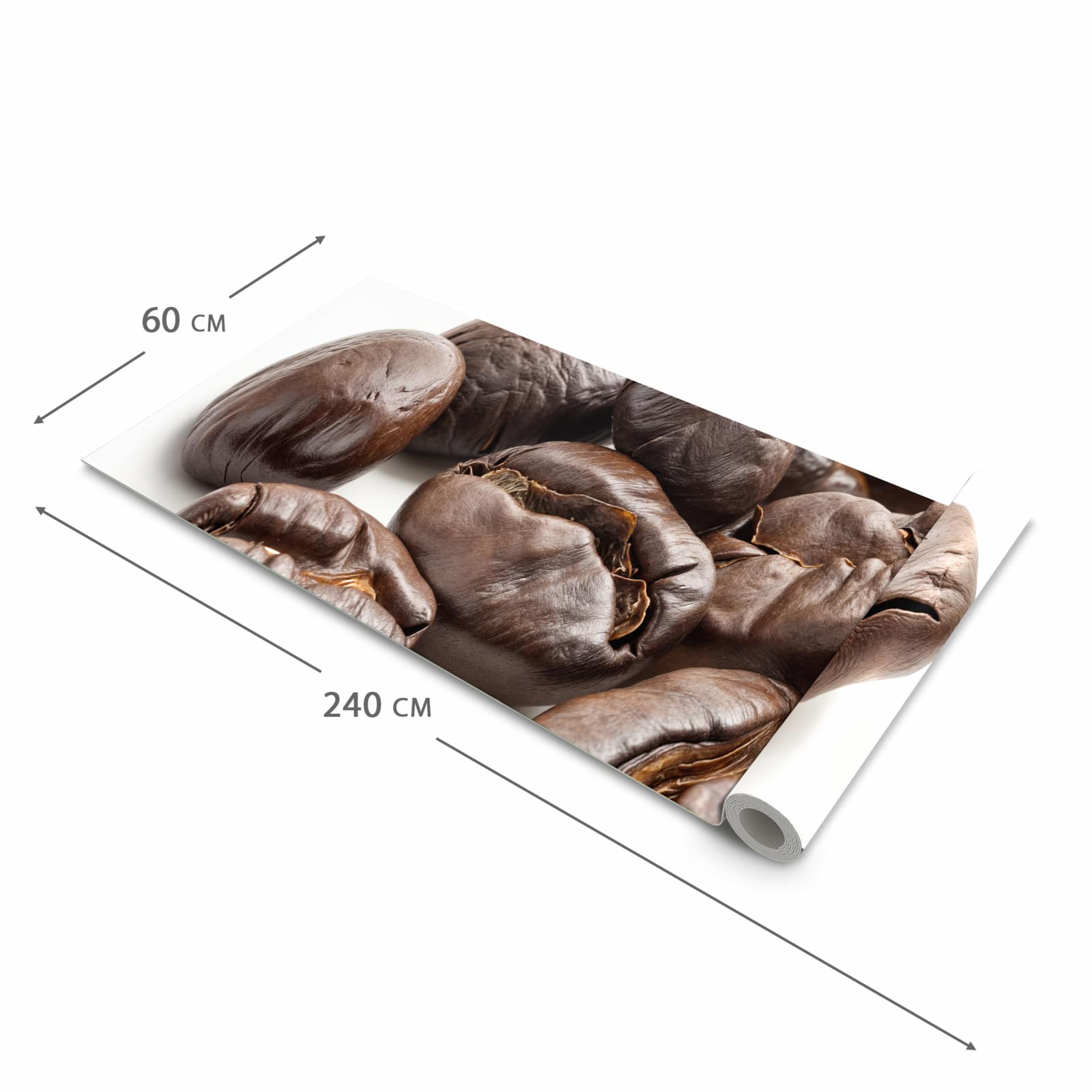 Fleckenresistenter Küchenteppich mit Motiv Stille Kaffeebohnen in der Grösse 60x150 cm, waschbar