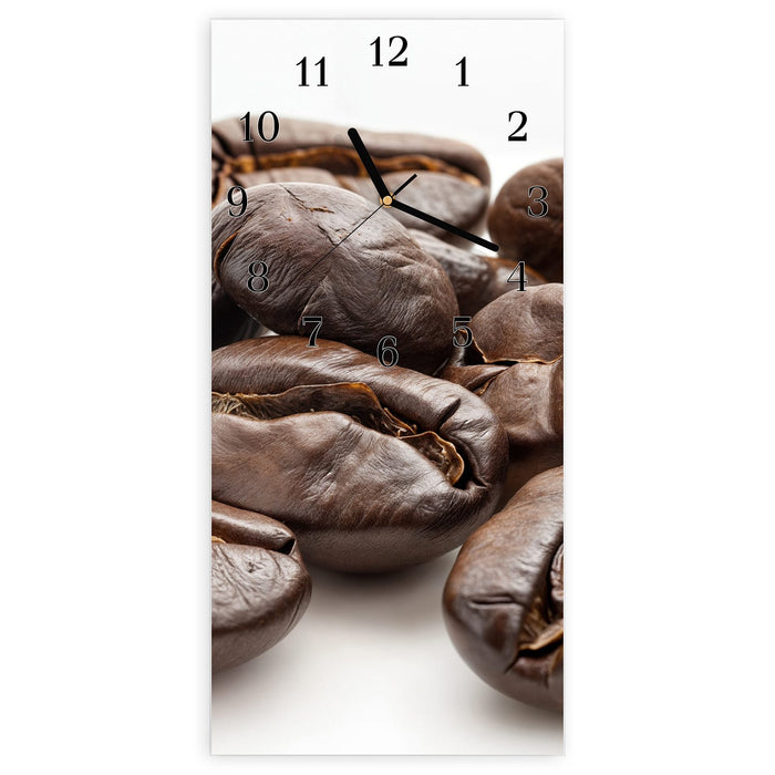 Wanduhr Stille Kaffeebohnen aus Glas – Hochformat 30 × 60 cm mit Ziffernblatt Klassisch