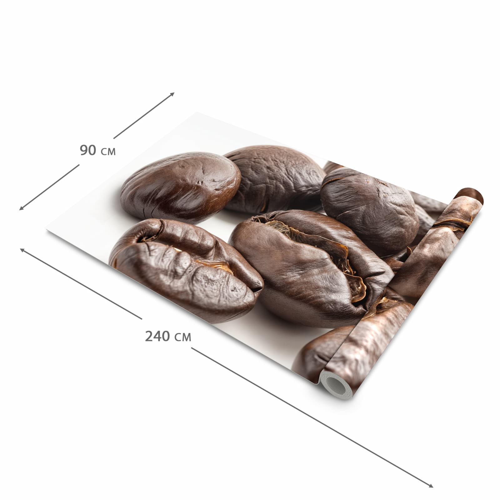 Rutschfester Küchenläufer mit Motiv Stille Kaffeebohnen in der Grösse 60x180 cm für angenehme Haptik