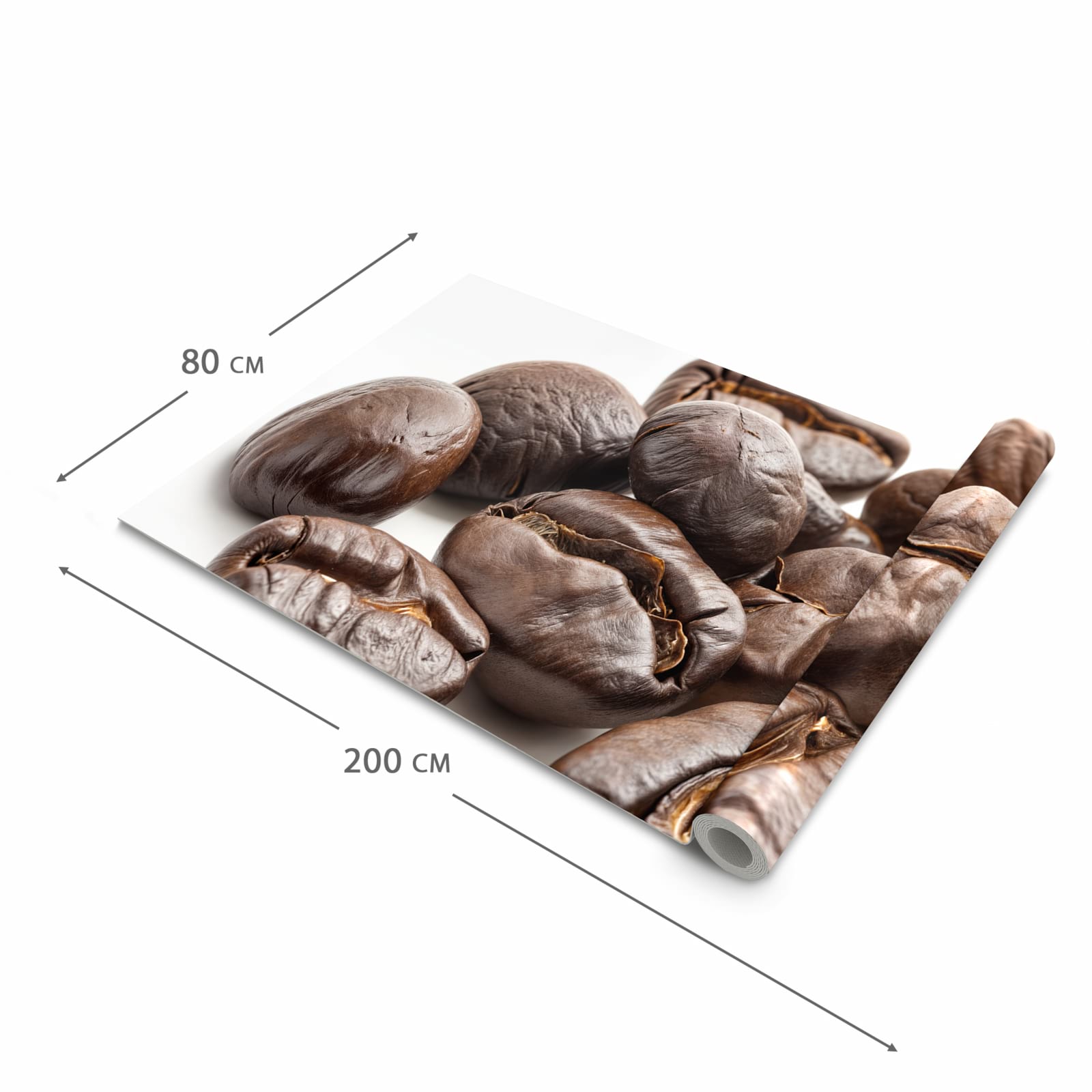 Flacher Küchenteppich mit Motiv Stille Kaffeebohnen in der Grösse 60x150 cm, waschbar