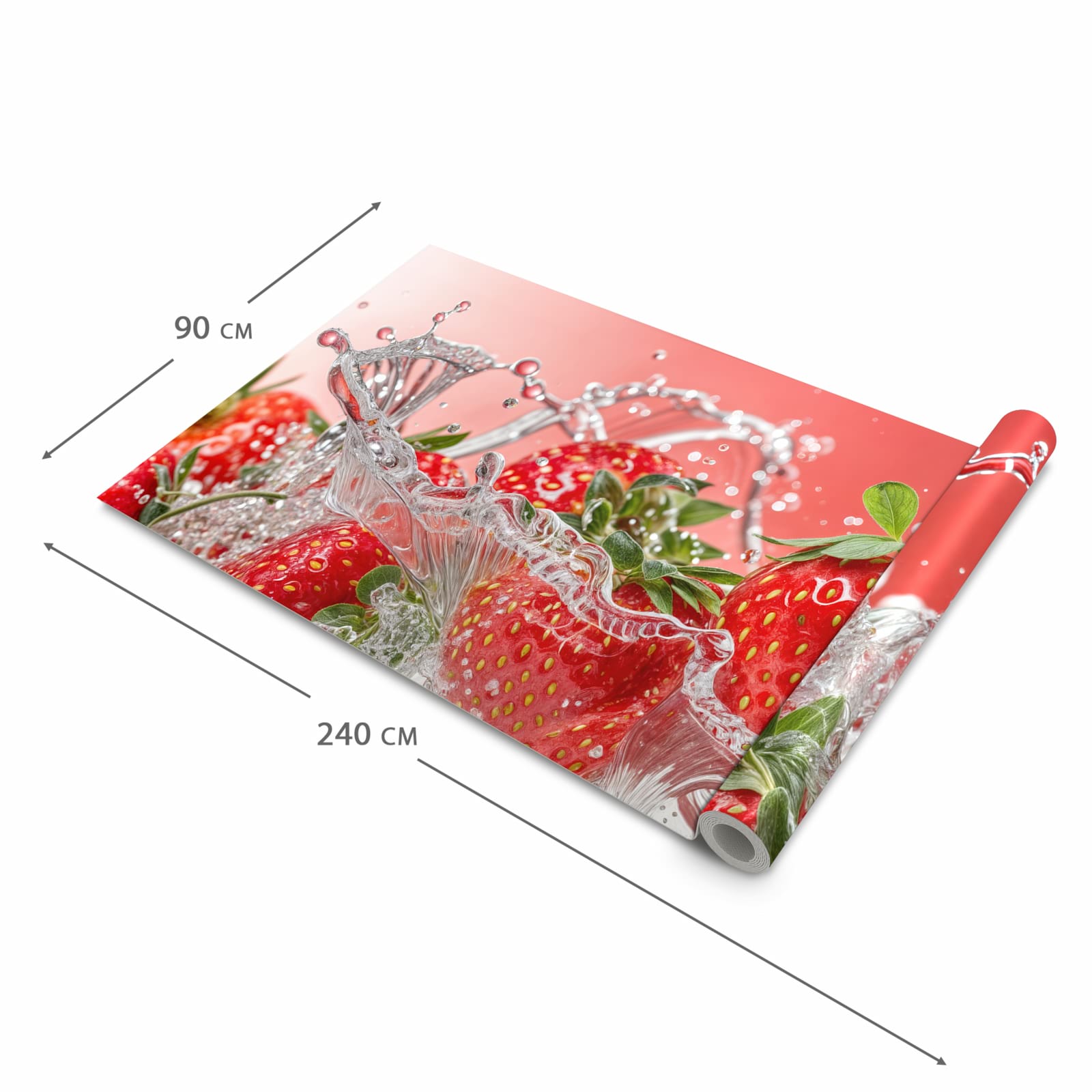 Abriebfester Küchenteppich mit Motiv Erdbeerspritzer in der Grösse 60x150 cm