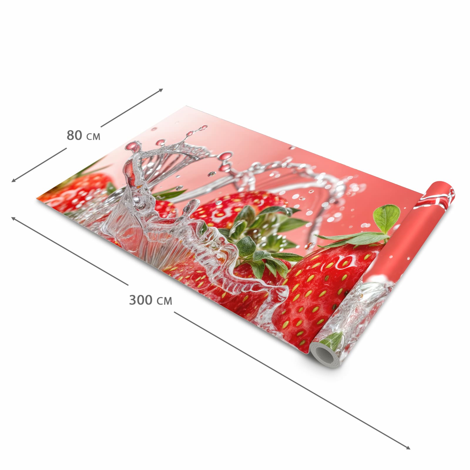 Zeitsparender Bodenläufer Teppich mit Motiv Erdbeerspritzer in der Grösse 60x150 cm