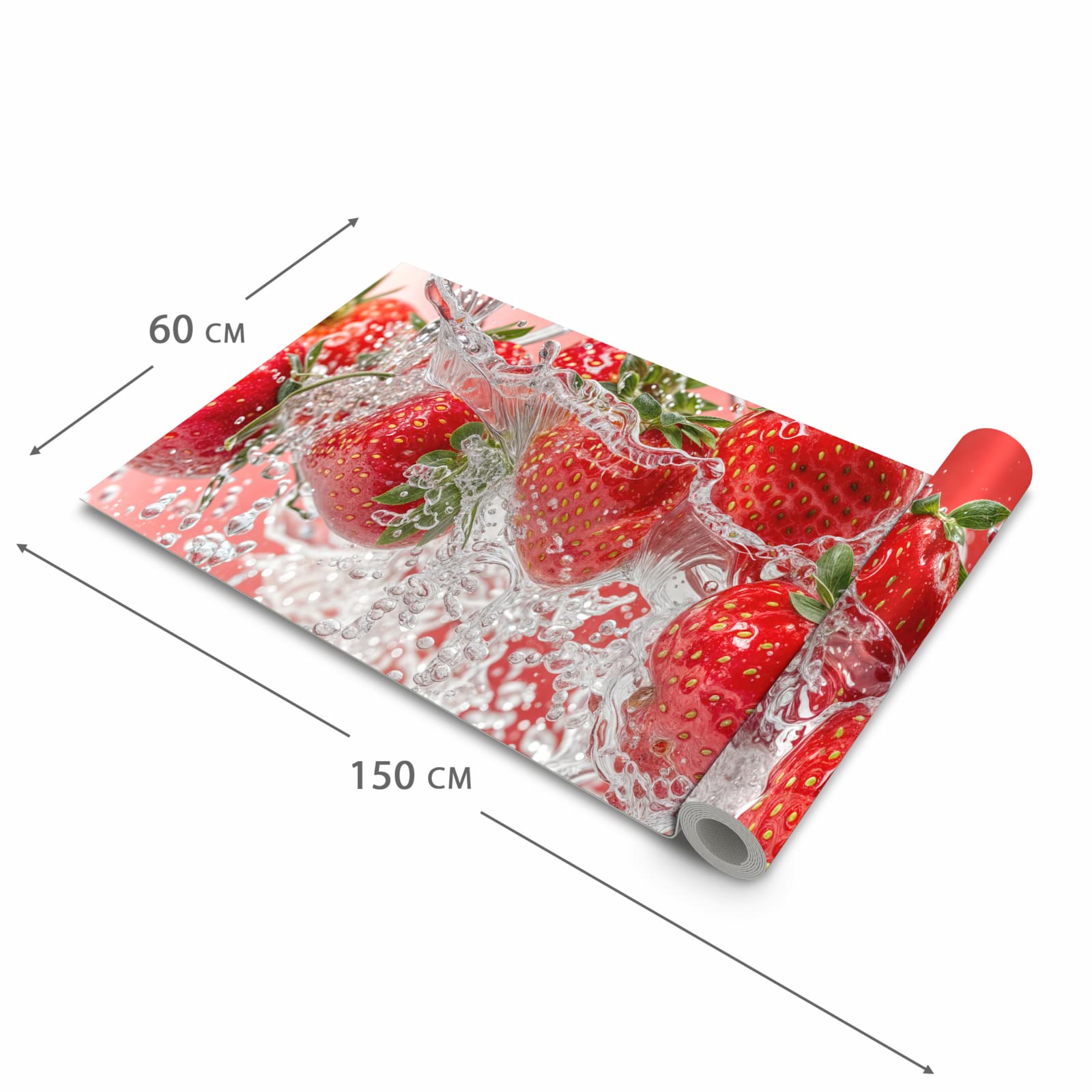 Langlebiger Läufer Eingangsbereich mit Motiv Erdbeerspritzer in der Grösse 60x150 cm