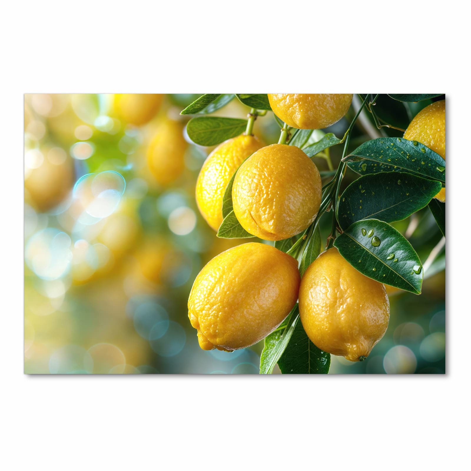 Geruchsneutraler waschbarer Küchenteppich mit Motiv Zitronenbaumstrauch in Frontansicht