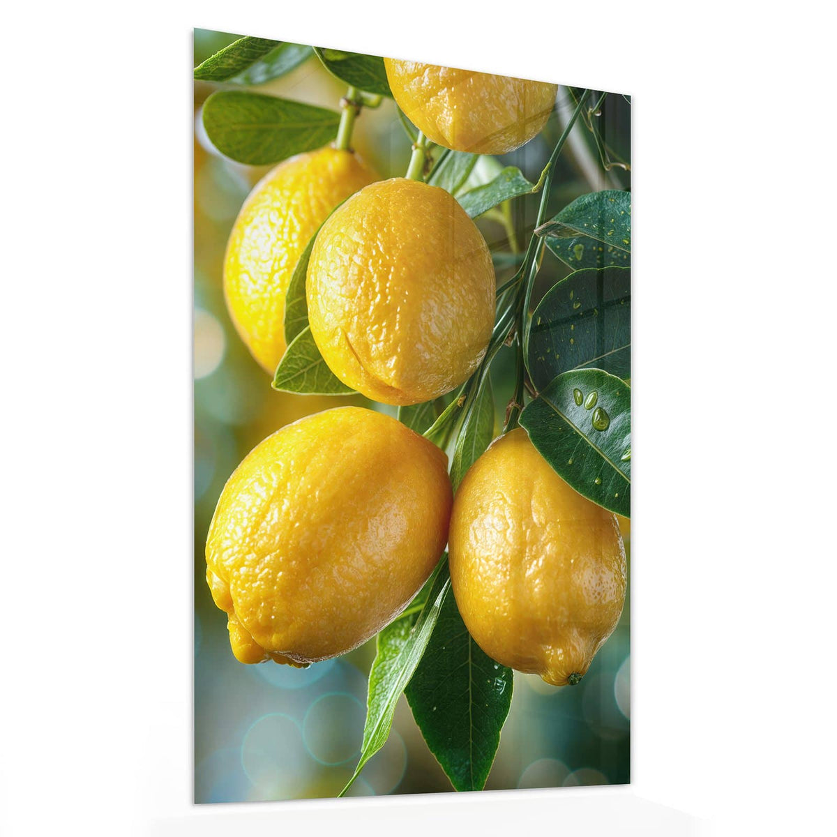 11 Größen – von 30 × 60 bis 60 × 150 cm – Wandbild - Zitronen im Blattwerk - Hochformat