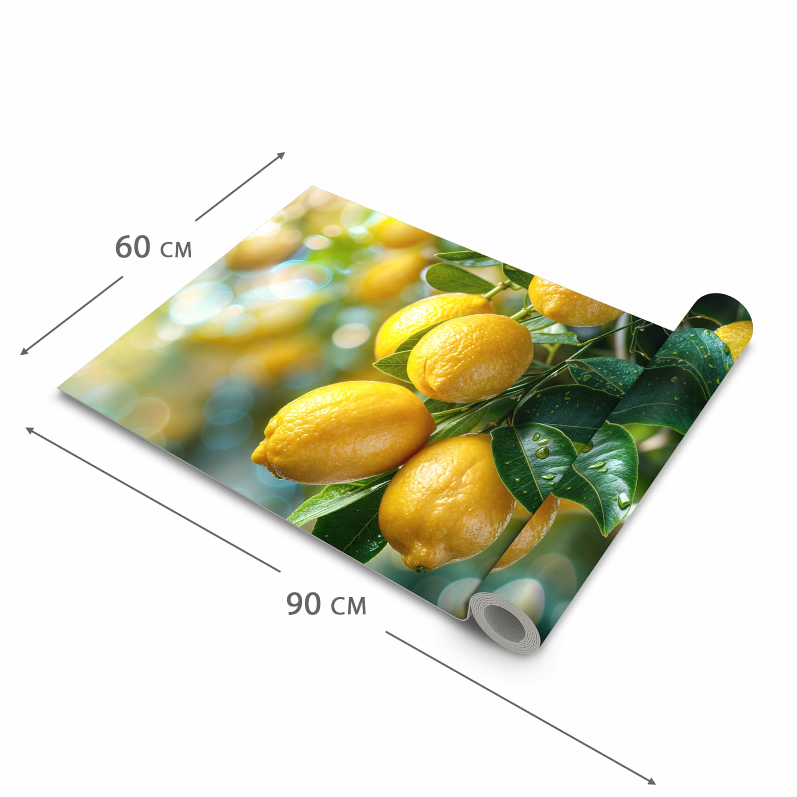 Pflegeleichter Küchenvorleger mit Motiv Zitronenbaumstrauch in der Größe 60x150 cm