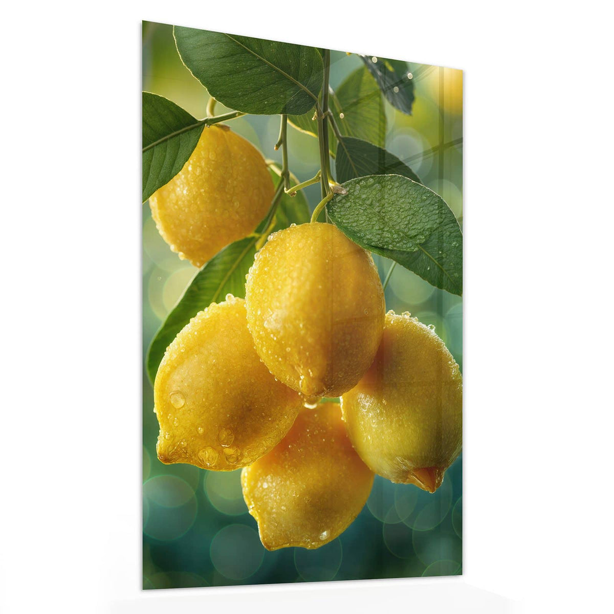 11 Größen – von 30 × 60 bis 60 × 150 cm – Wandbild - Fünf Zitronen am Zweig - Hochformat