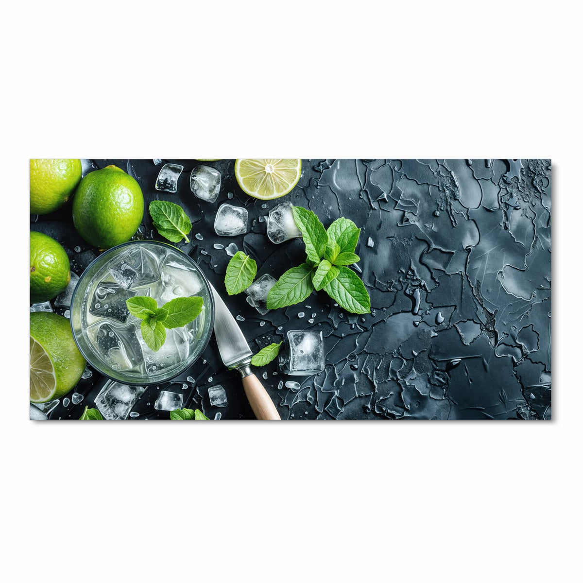 Geruchsneutraler Küchenteppich mit Motiv Frische Limetten in Frontansicht