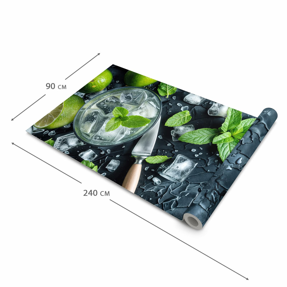 Langlebiger waschbarer Küchenläufer mit Motiv Frische Limetten in der Grösse 60x120 cm