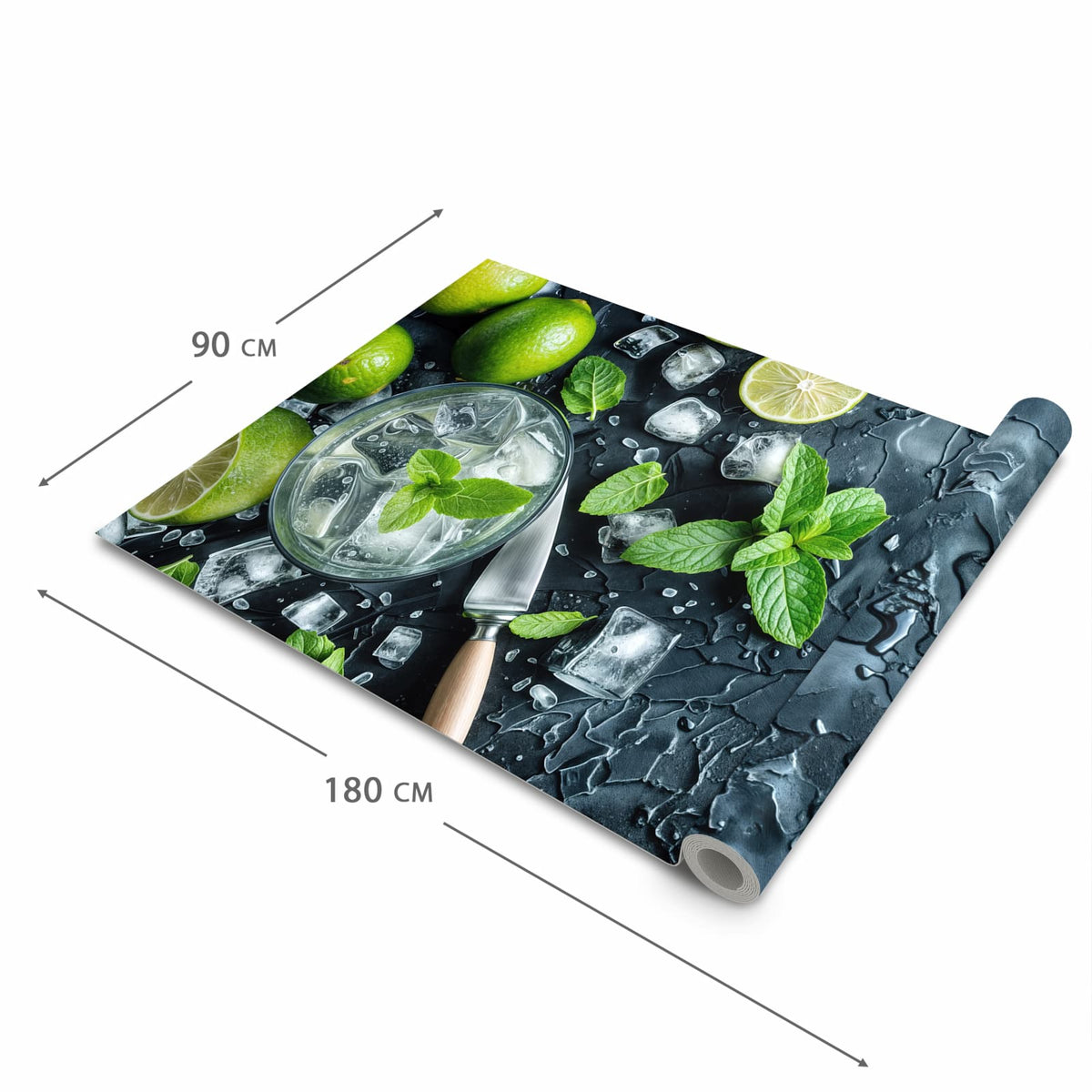 Waschbarer rutschfester Küchenläufer mit Motiv Frische Limetten in der Grösse 60x120 cm