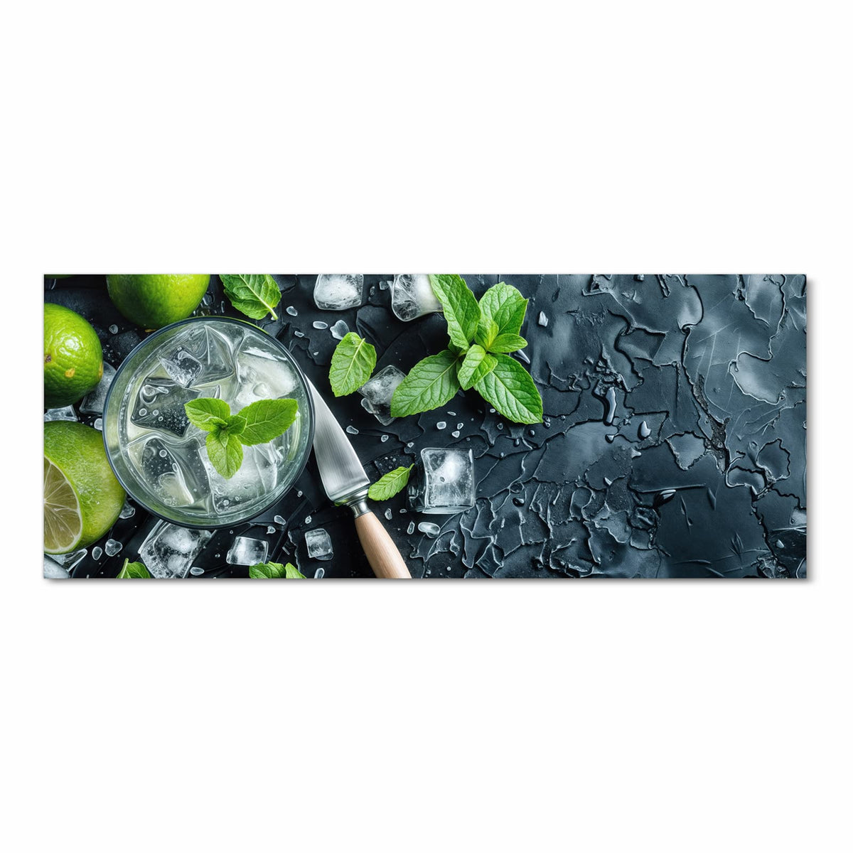 Langlebiger Küchenvorleger mit Motiv Frische Limetten in Frontansicht