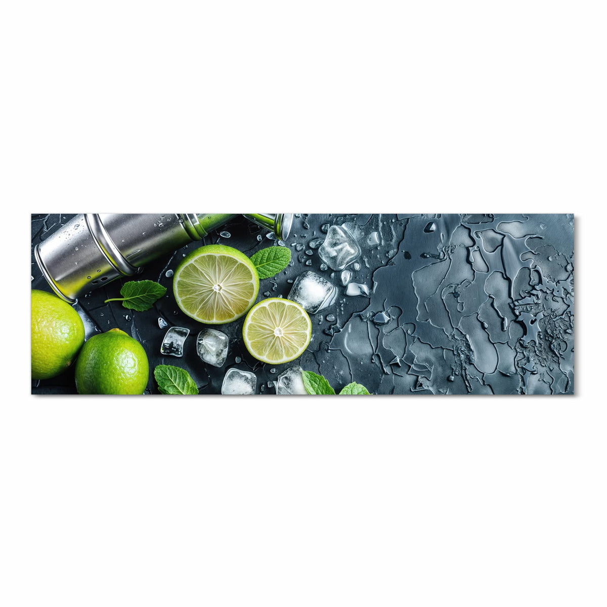 Flacher waschbarer Küchenteppich mit Motiv Frische Limetten in Frontansicht