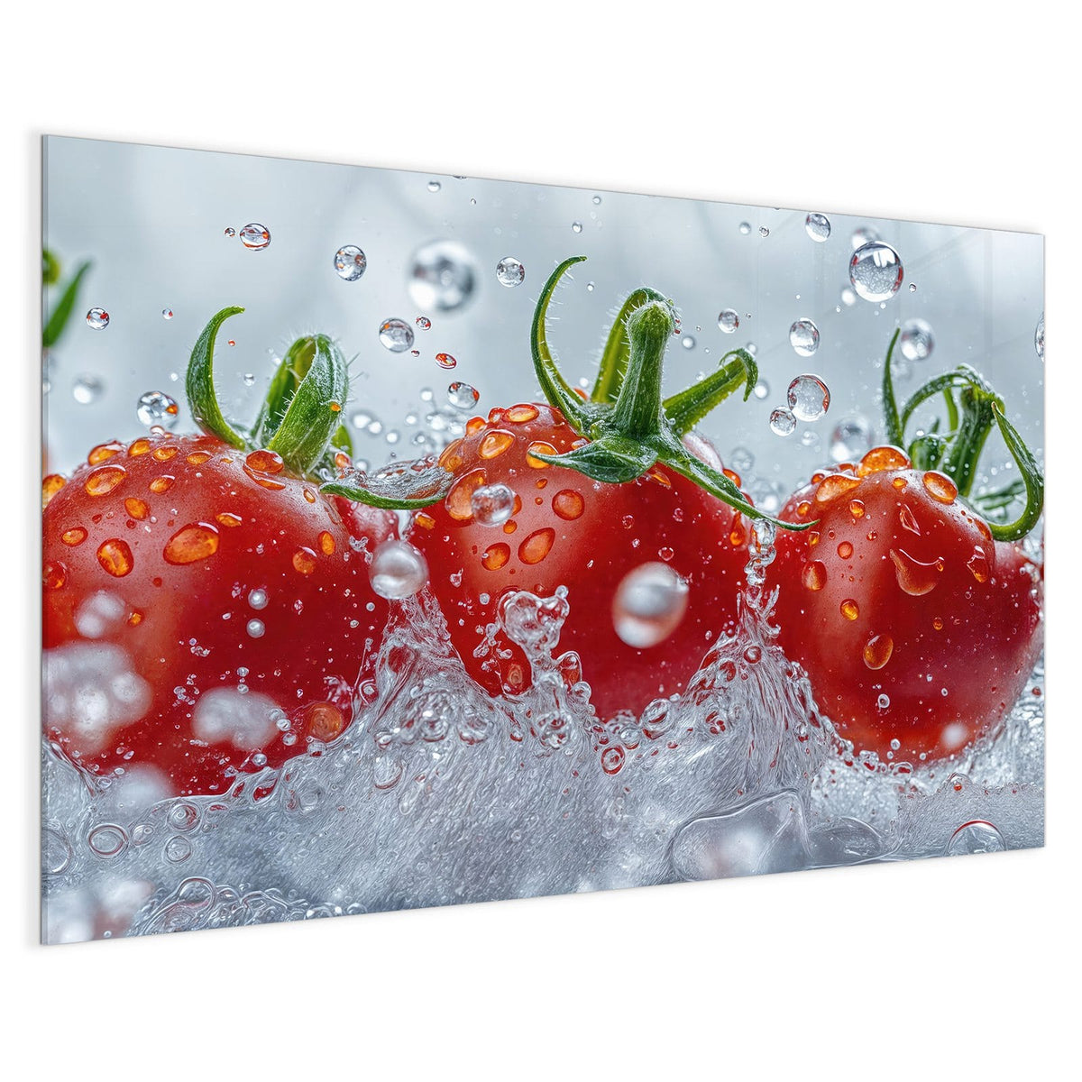 4 mm Glas statt lackiertem Blech – Magnettafel - Tomaten im Wasser