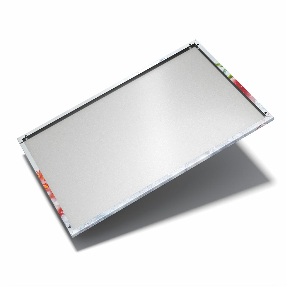 Nur 7 mm – liegt eng an der Wand – Metall Magnettafel - Tomaten im Wasser