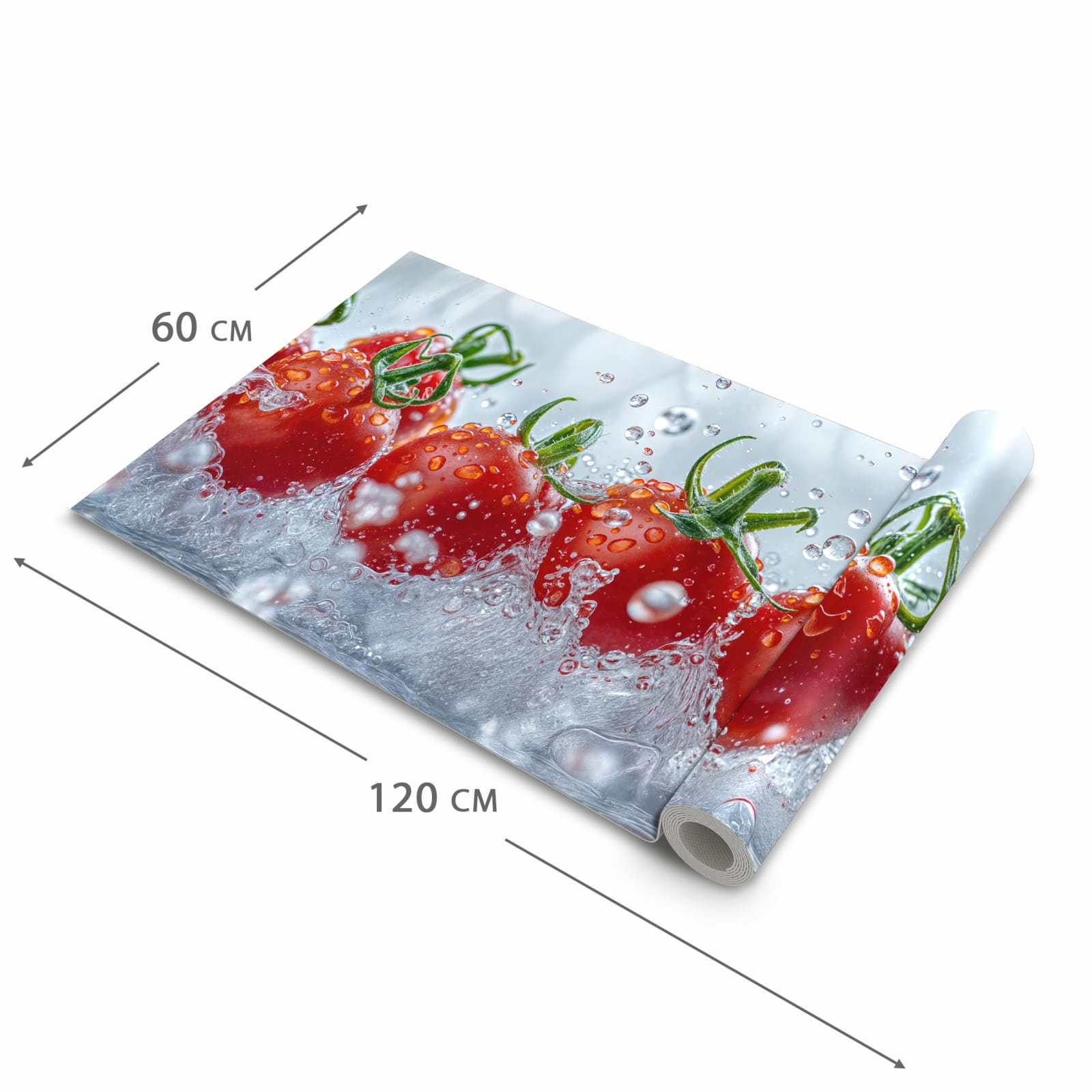 Rutschfester Küchenteppich mit Motiv Wassertomaten in der Größe 90x240 cm
