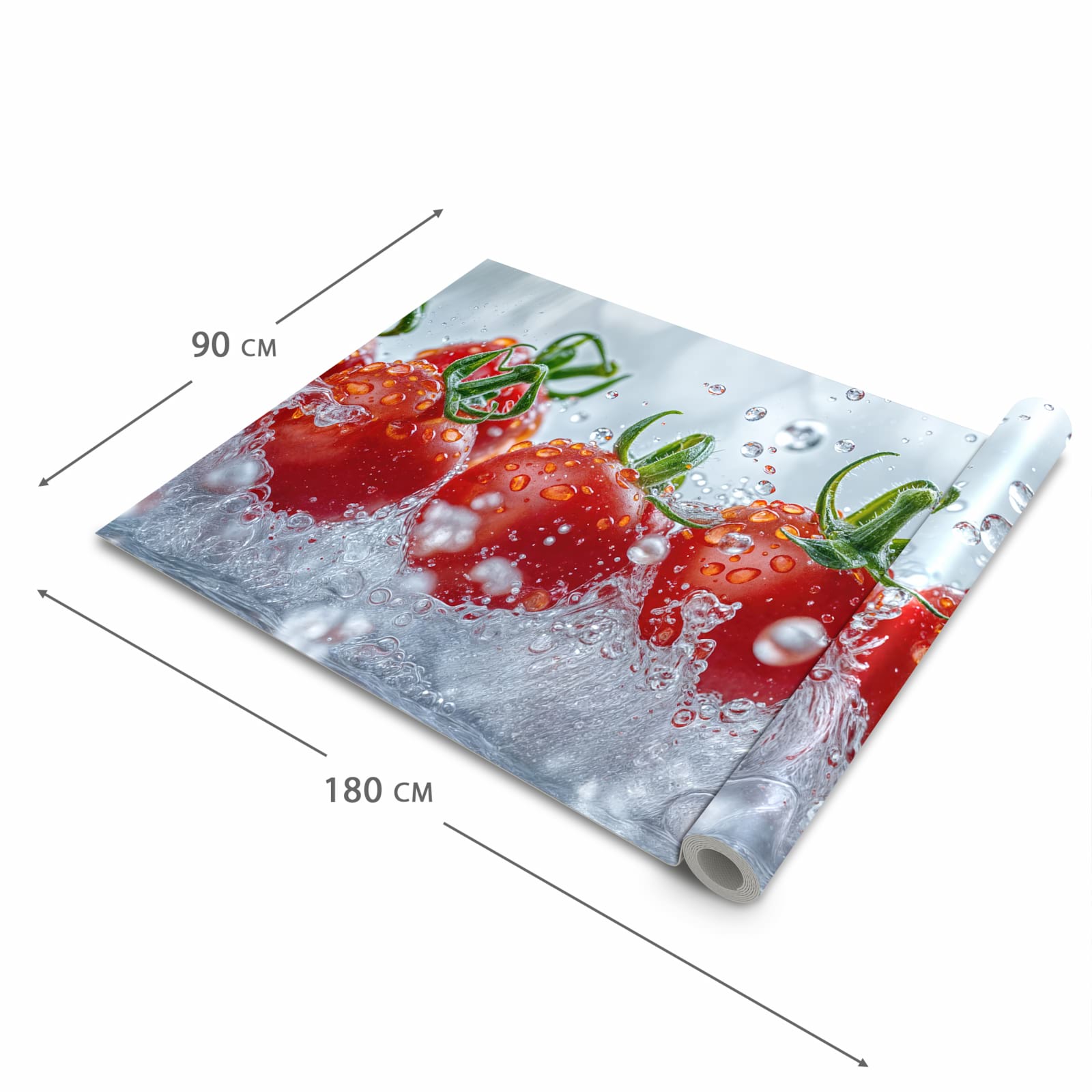 UV-beständiger rutschfester Küchenläufer mit Motiv Wassertomaten in der Grösse 90x240 cm