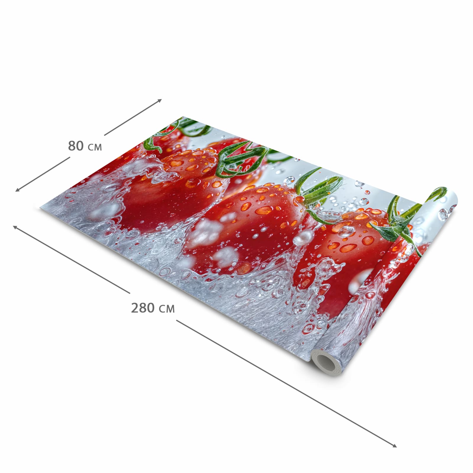 Geräuschdämpfender waschbarer Küchenläufer mit Motiv Wassertomaten in der Größe 90x240 cm