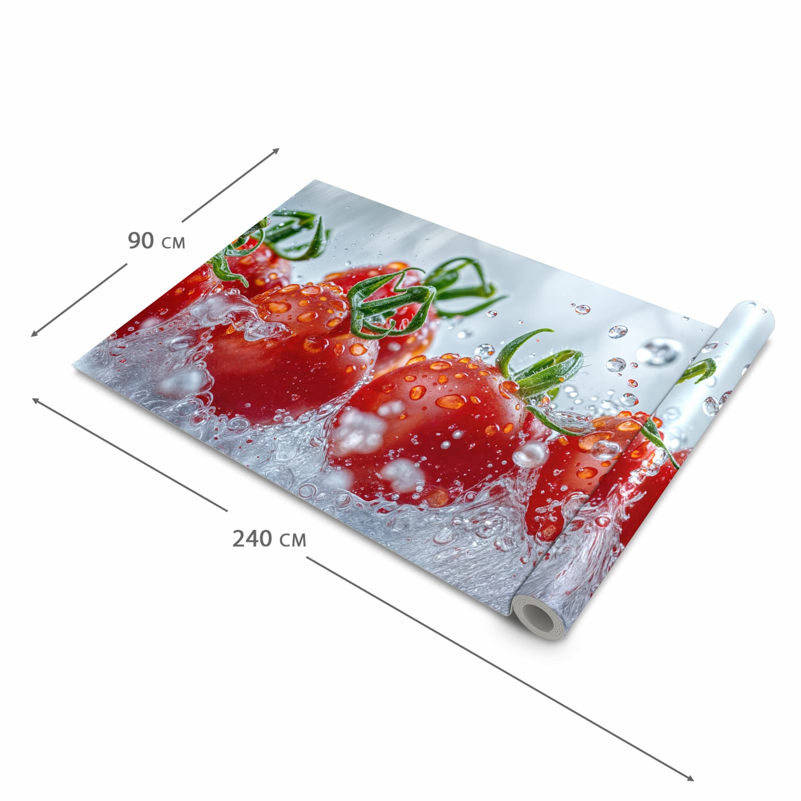 Rutschfester Küchenläufer mit Motiv Wassertomaten in der Grösse 90x240 cm für Trittkomfort