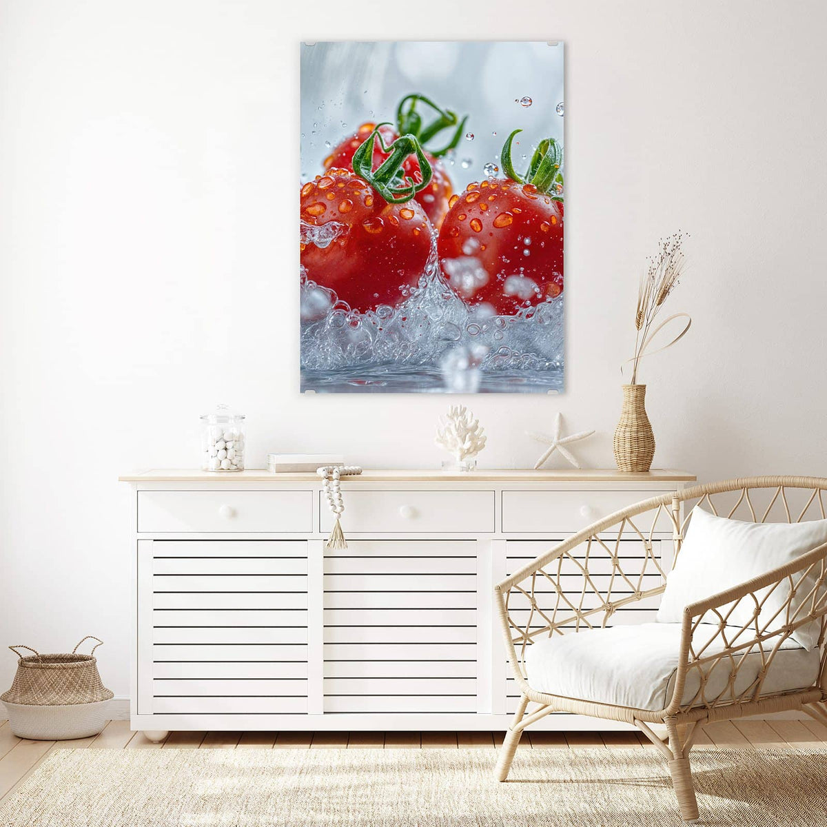 Aufhängung liegt bei – Motiv später wechselbar – Wandbild - Tomaten im Wasser - Hochformat