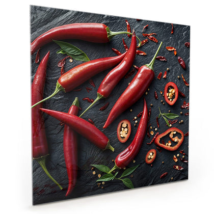 Küchenrückwand mit dem Motiv Feurige Chilis