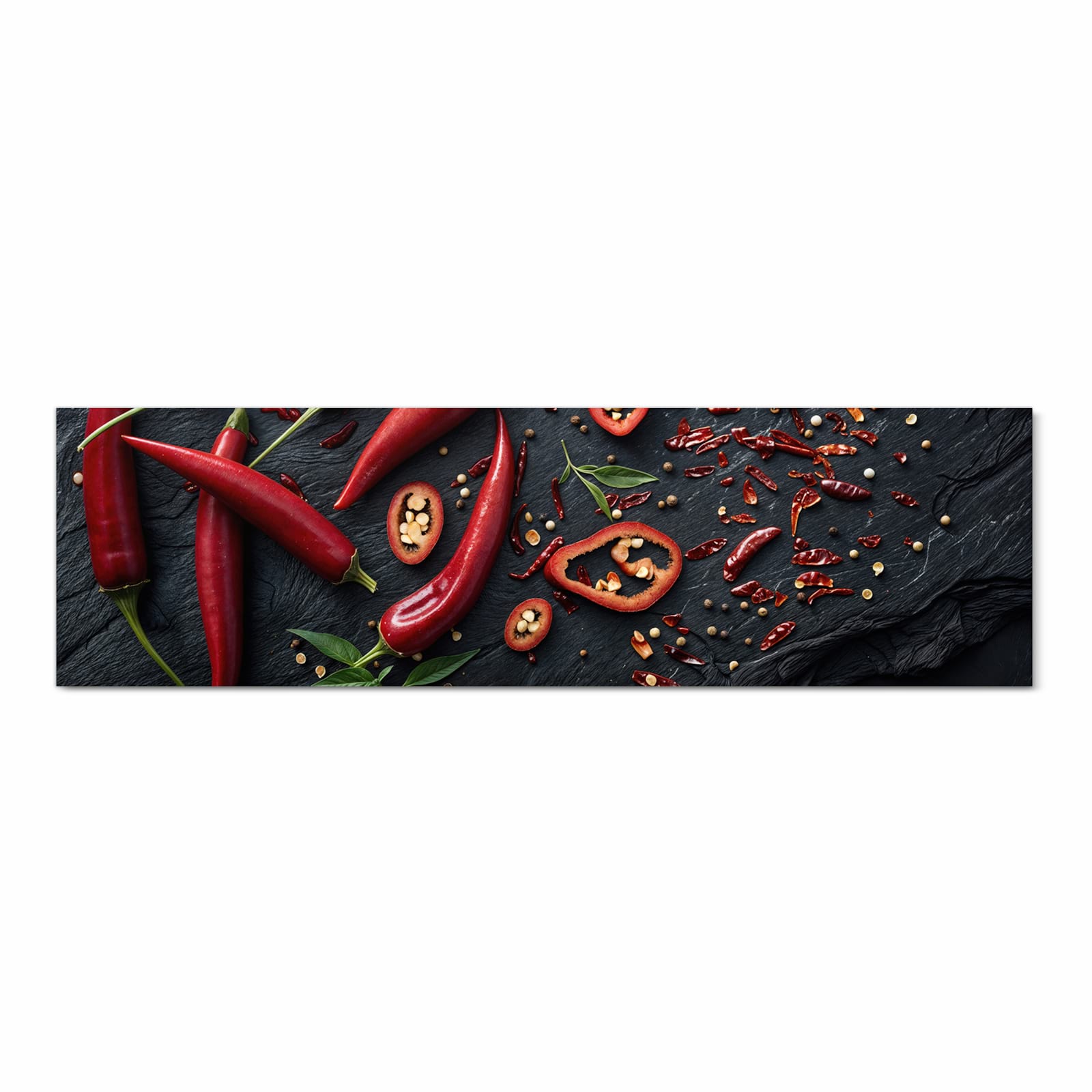 Bodenschonender Küchenläufer mit Motiv Rote Chili Schoten in Frontansicht