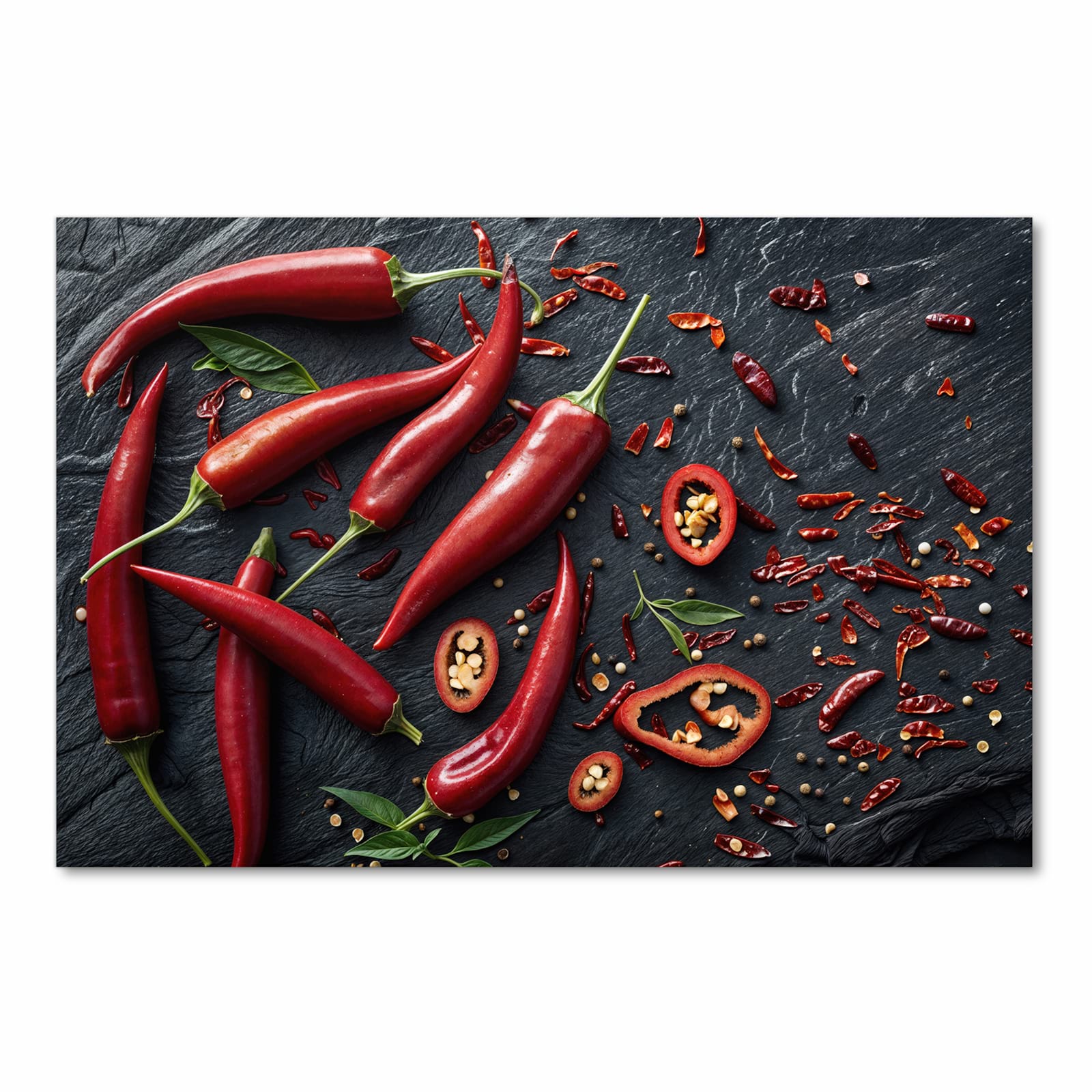 Rutschfester Küchenläufer nach Maß mit Motiv Rote Chili Schoten in Frontansicht