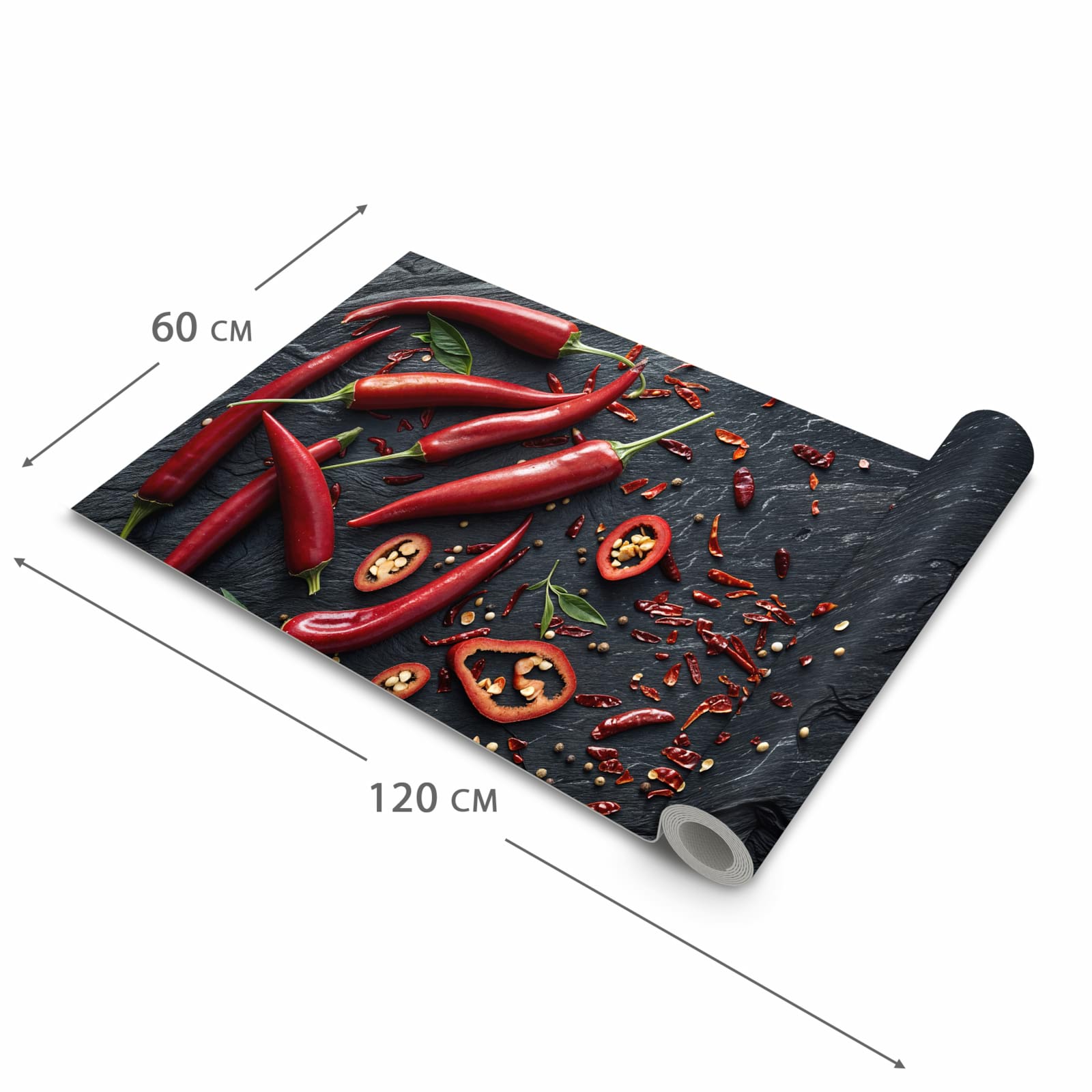 Schmutzabweisender Läufer Eingangsbereich mit Motiv Rote Chili Schoten in der Grösse 90x240 cm